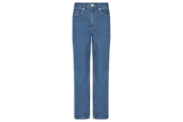 Calça Feminina Jeans Reta Cintura Média - Azul