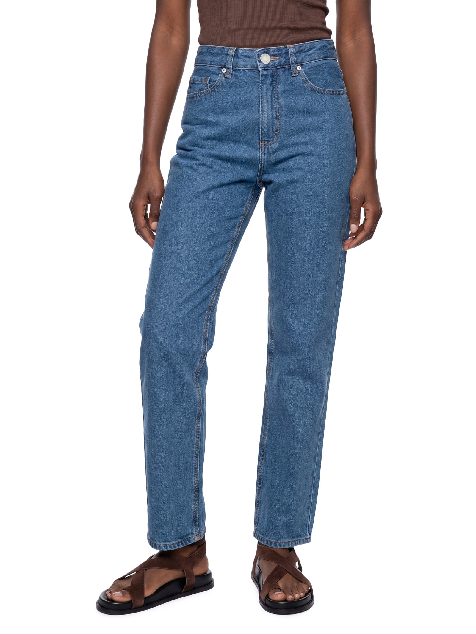 Calça Feminina Jeans Reta Cintura Média Azul Hering