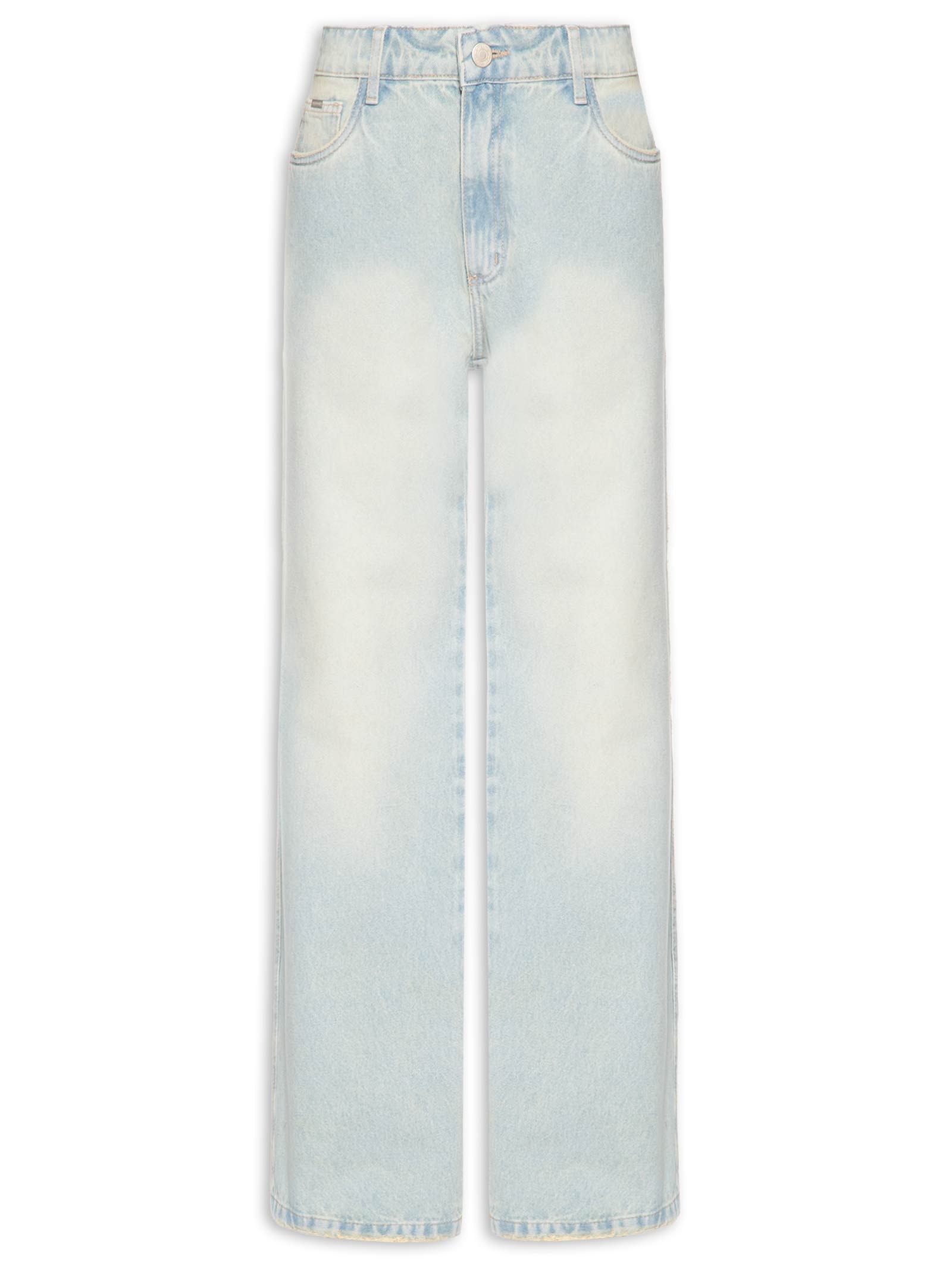 Calça Feminina Jeans Reta Cintura Média Brasil Azul My Favorite