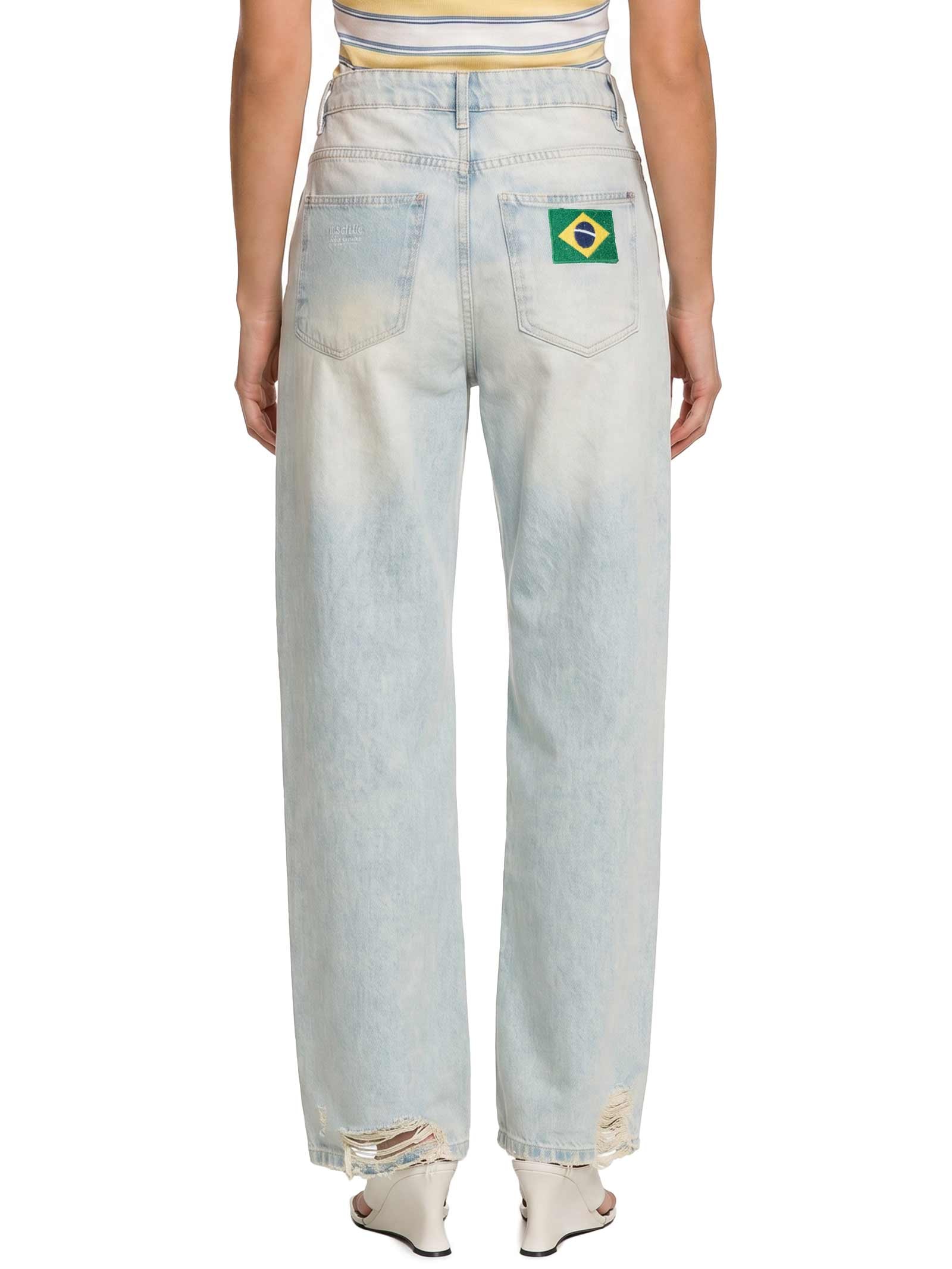 Calça Feminina Jeans Reta Cintura Média Brasil Azul My Favorite