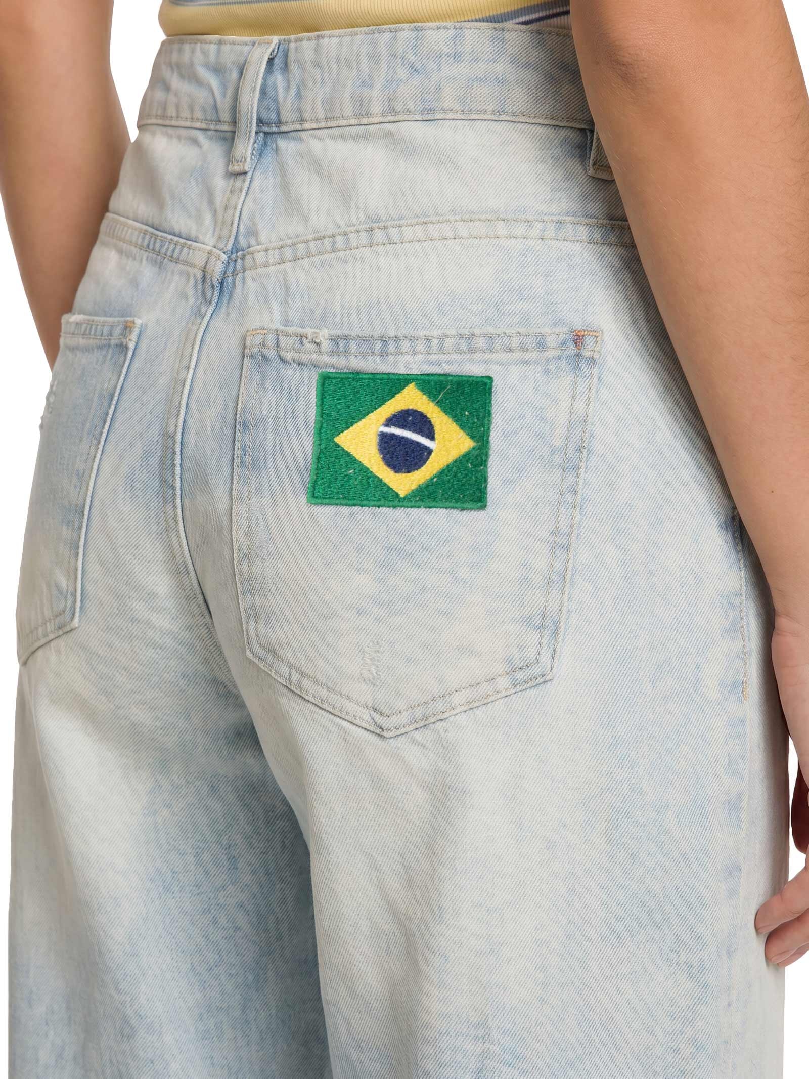 Calça Feminina Jeans Reta Cintura Média Brasil Azul My Favorite