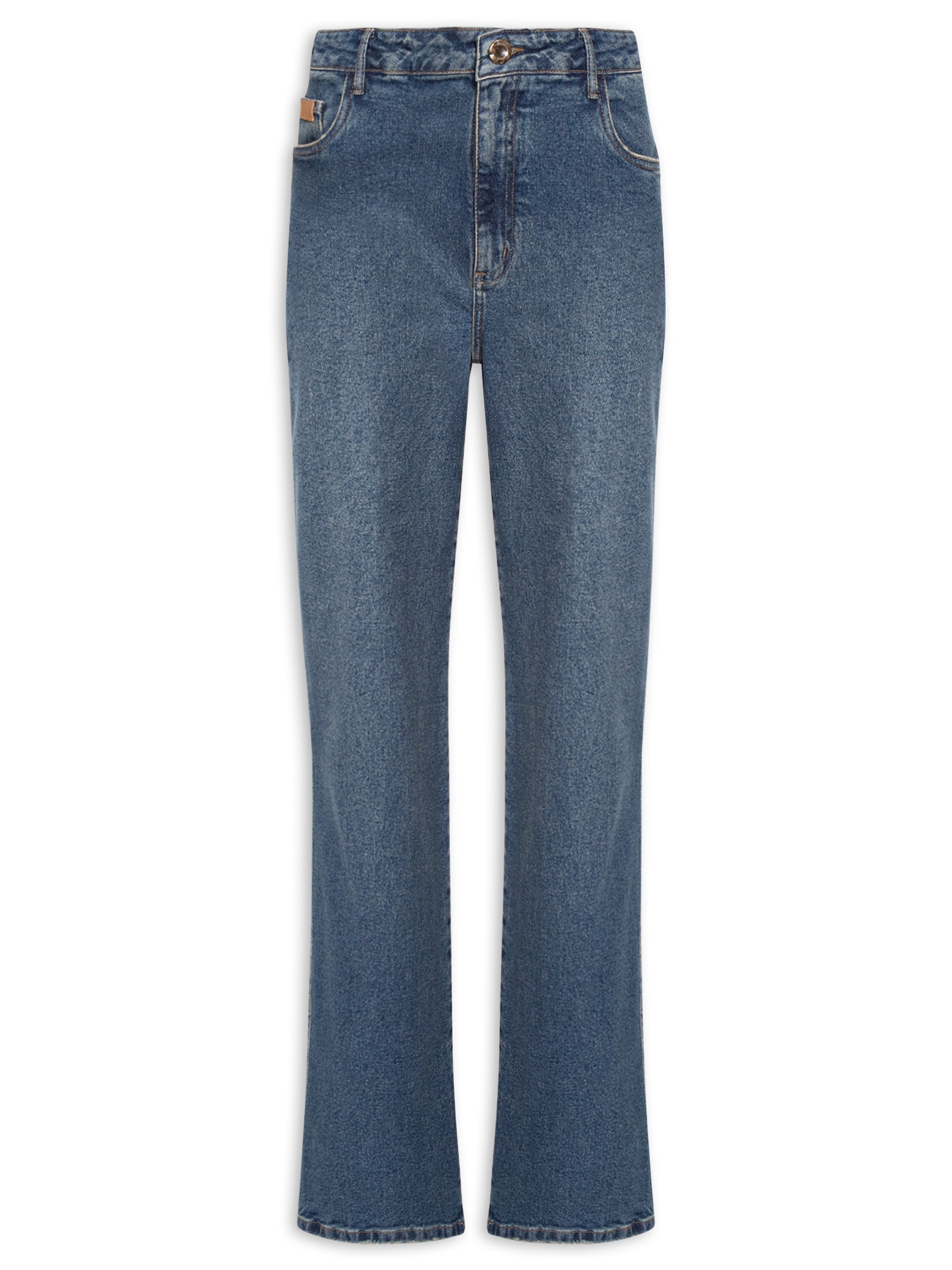 Calça Feminina Jeans Reta Cintura Média – Azul Lança Perfume