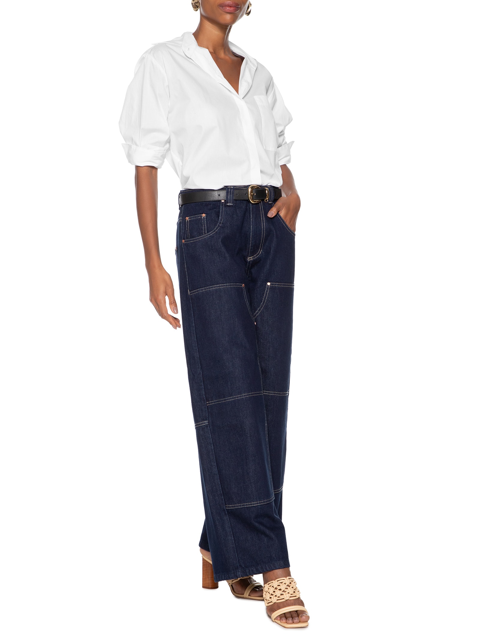 Calça Feminina Jeans Reta Dark Blue Cintura Baixa Azul Animale