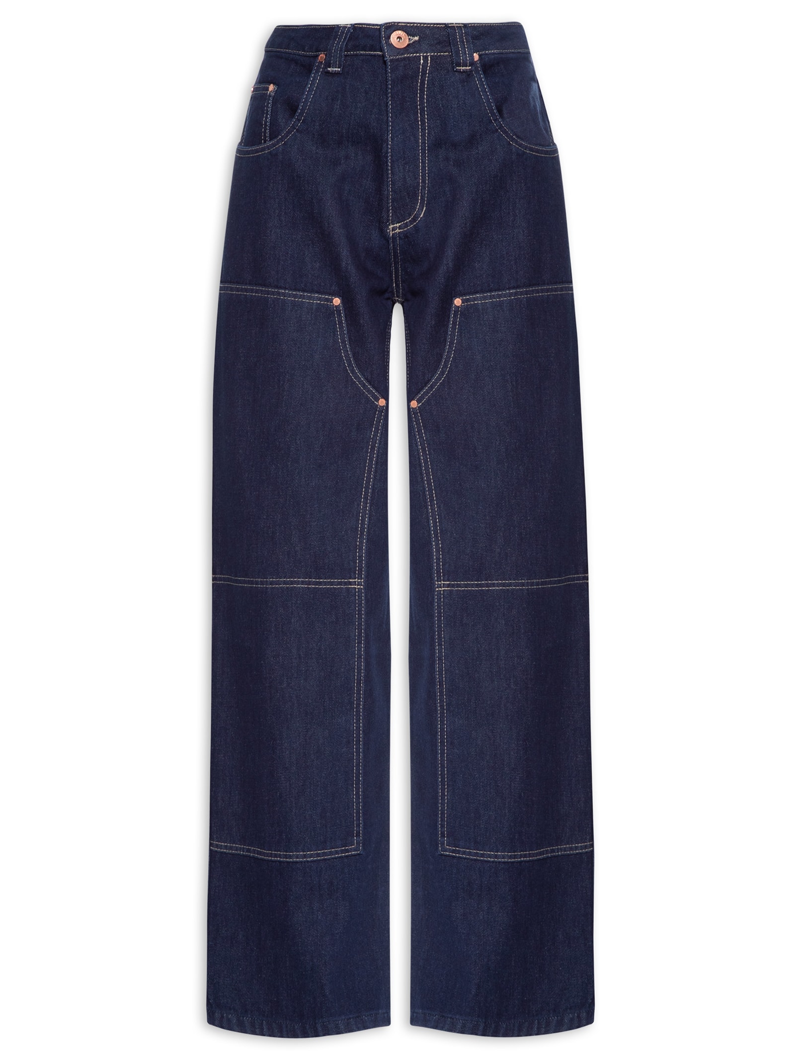 Calça Feminina Jeans Reta Dark Blue Cintura Baixa Azul Animale