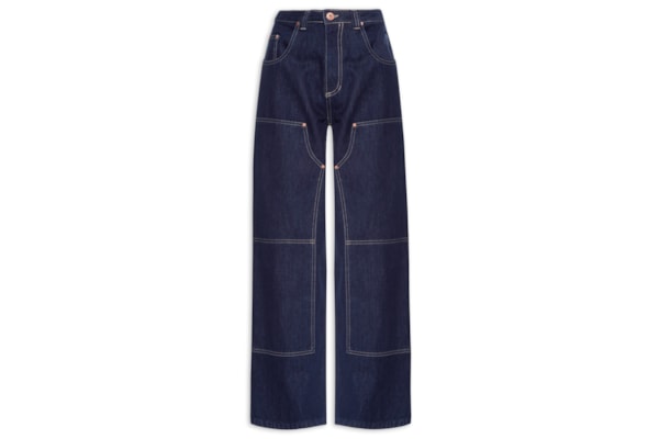 Calça Feminina Jeans Reta Dark Blue Cintura Baixa - Azul