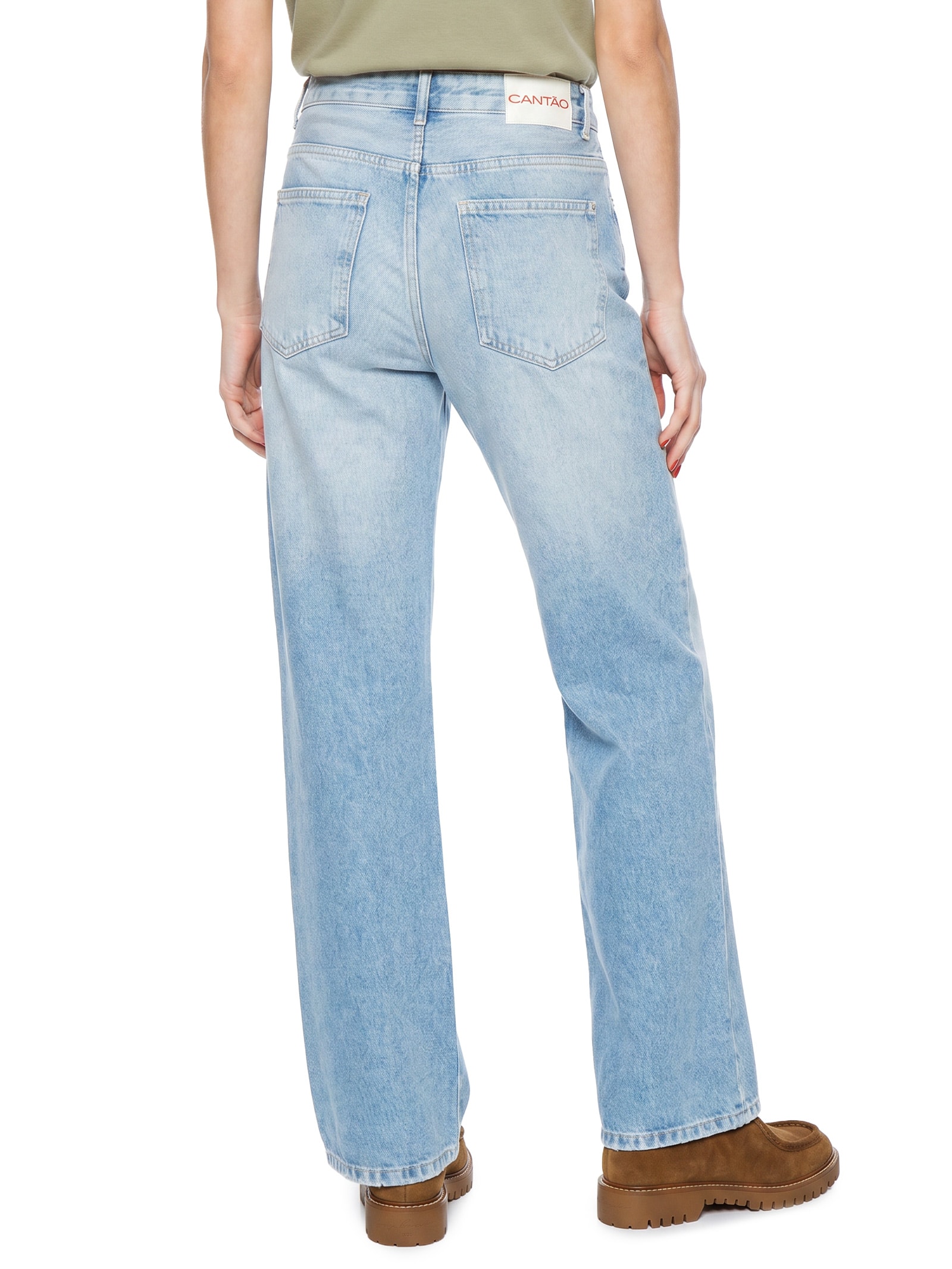 Calça Feminina Jeans Reta Destroyed Azul Cantão