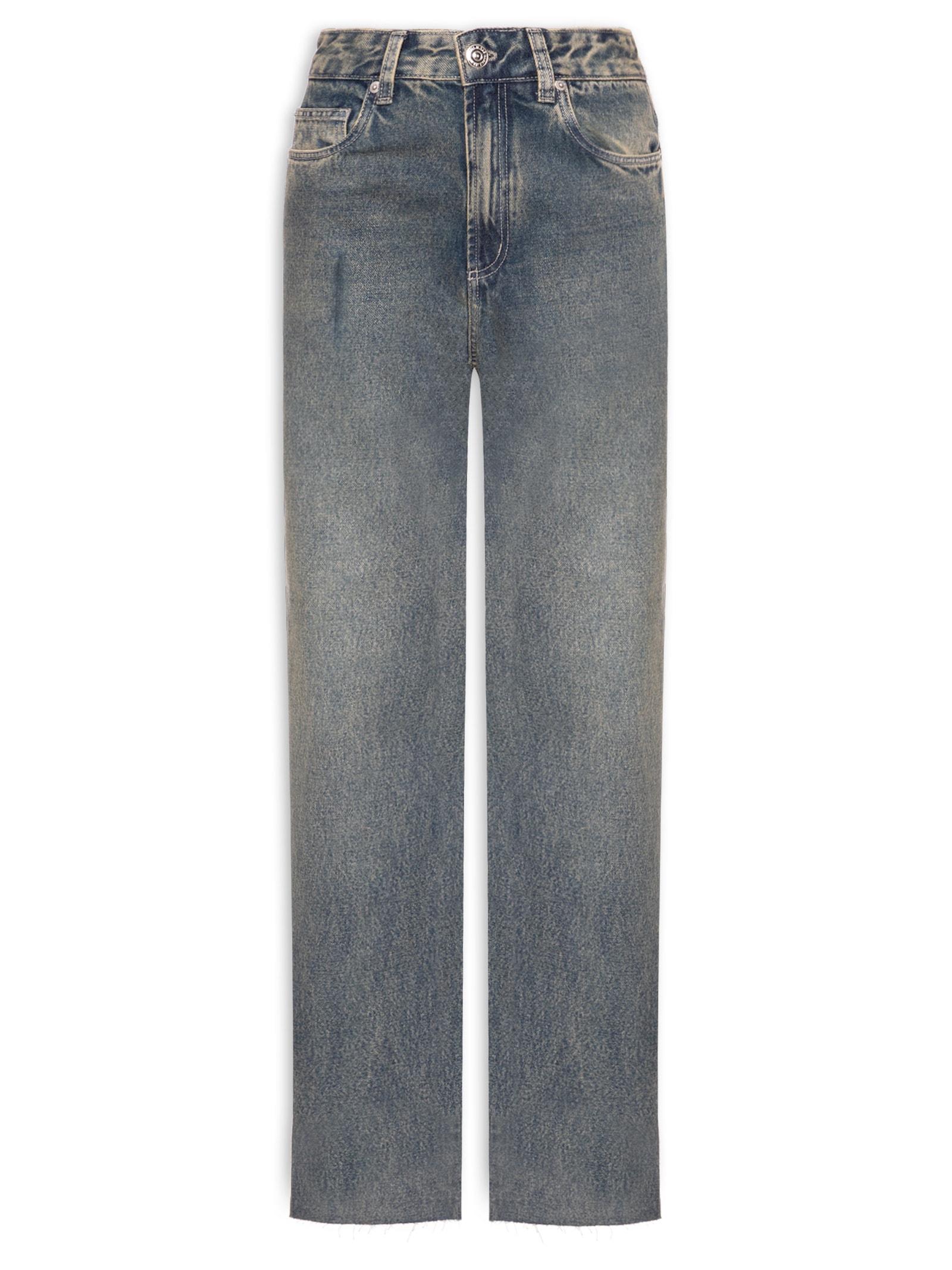 Calça Feminina Jeans Reta Dirty Pala 3 Agulhas Azul Animale Jeans
