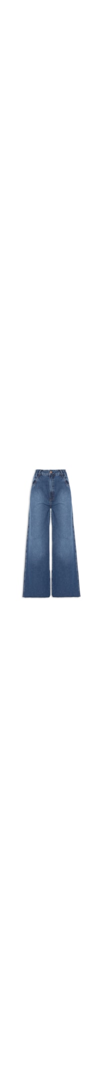 Calça Feminina Jeans Reta Fenda - Azul