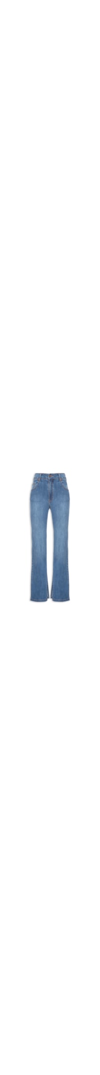 Calça Feminina Jeans Reta Fenda - Azul