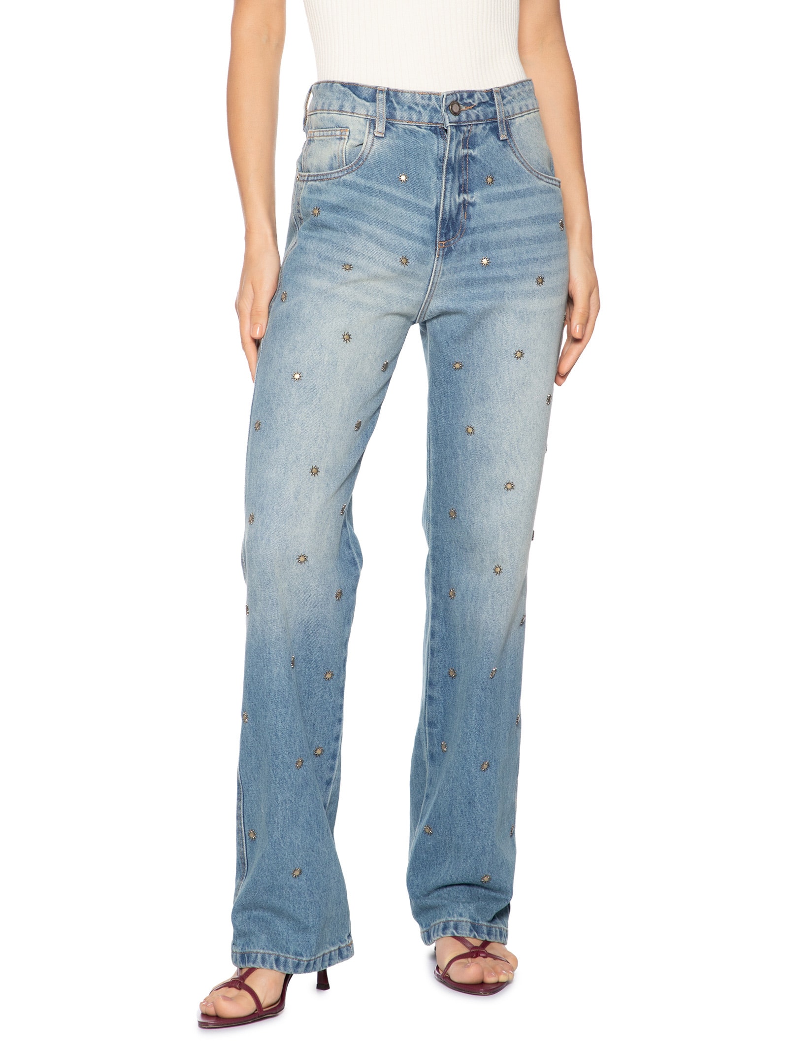 Calça Feminina Jeans Reta High Azul My Favorite