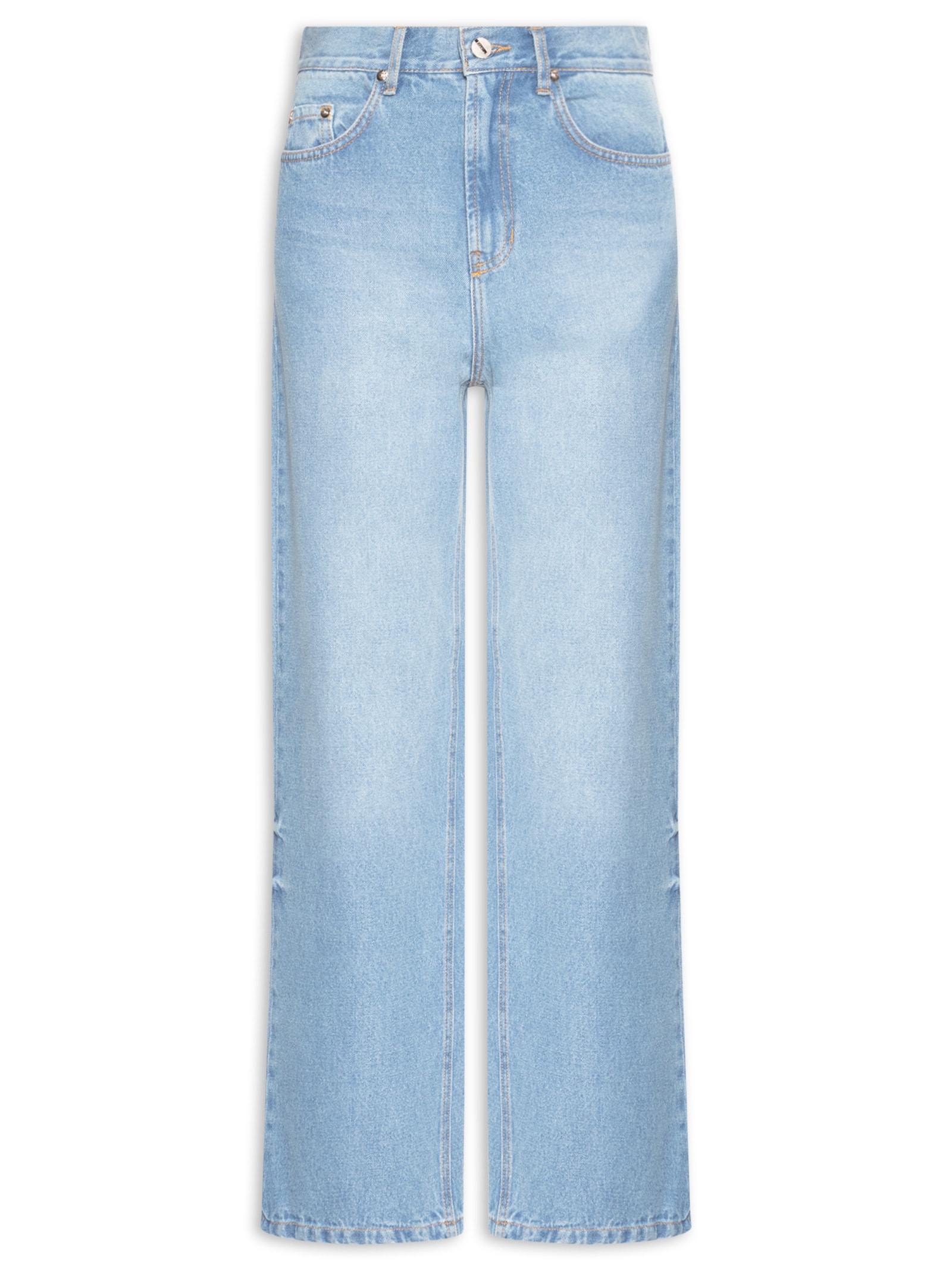 Calça Feminina Jeans Reta Lavagem Clara Azul Animale