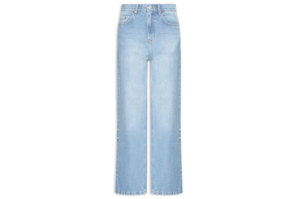 Calça Feminina Jeans Reta Lavagem Clara - Azul