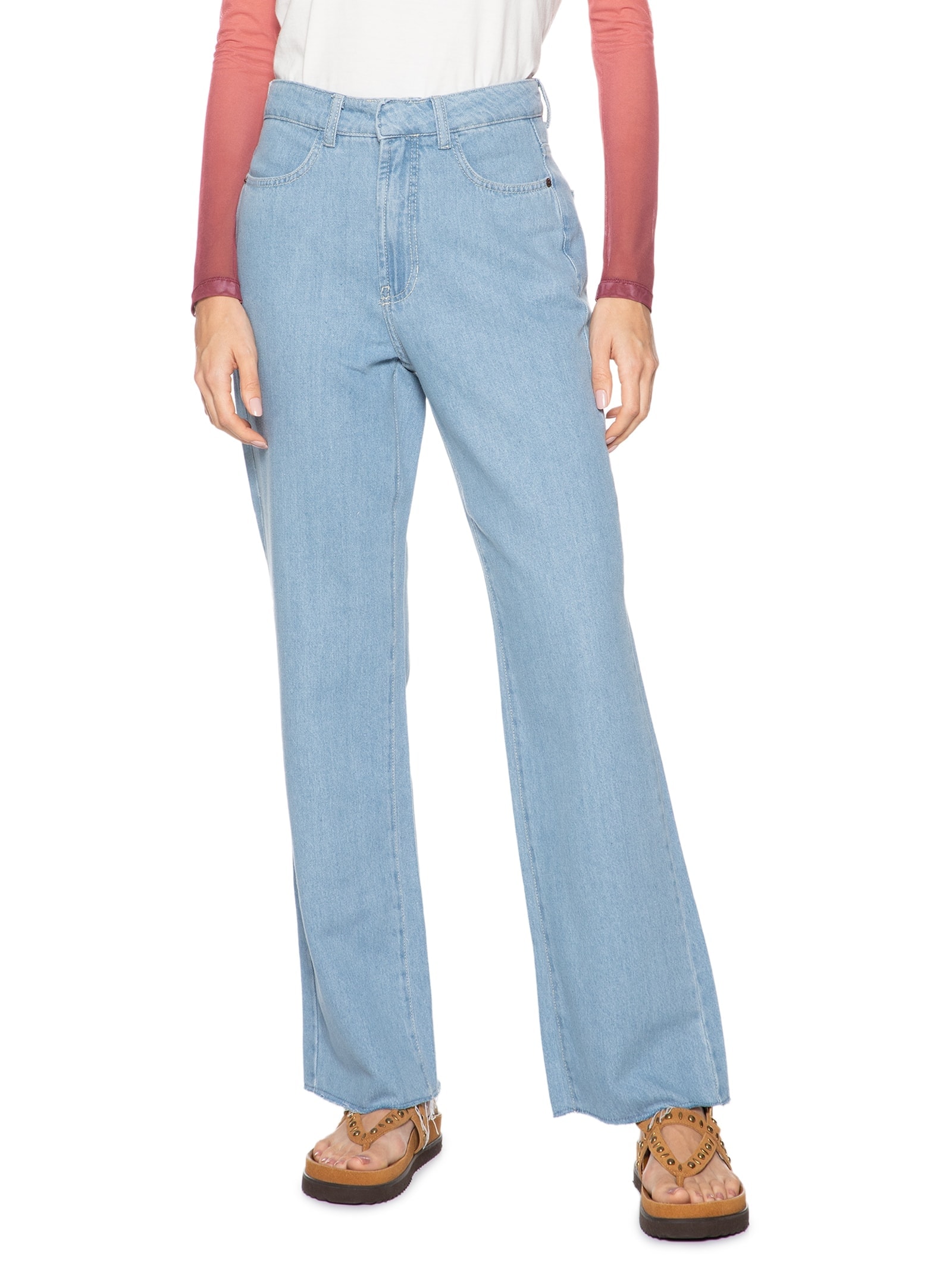 Calça Feminina Jeans Reta Média Azul Dress To