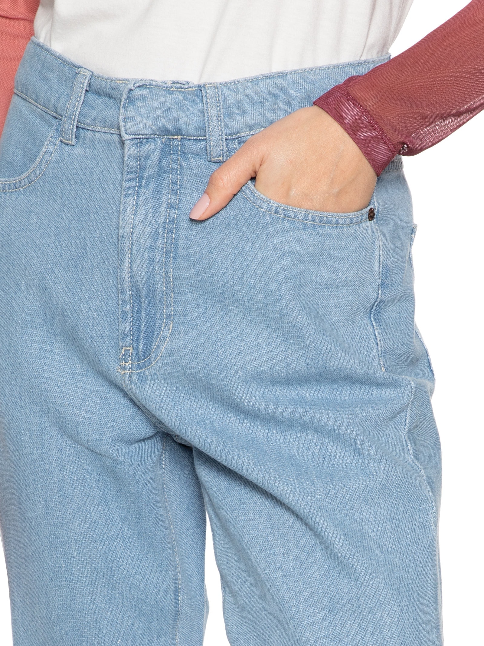 Calça Feminina Jeans Reta Média Azul Dress To