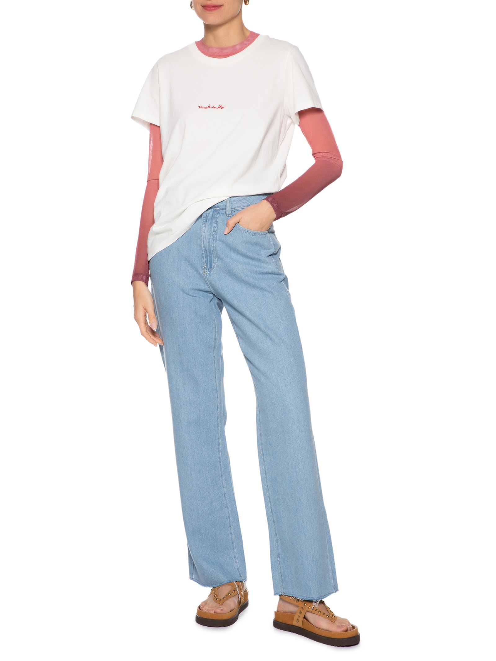 Calça Feminina Jeans Reta Média Azul Dress To