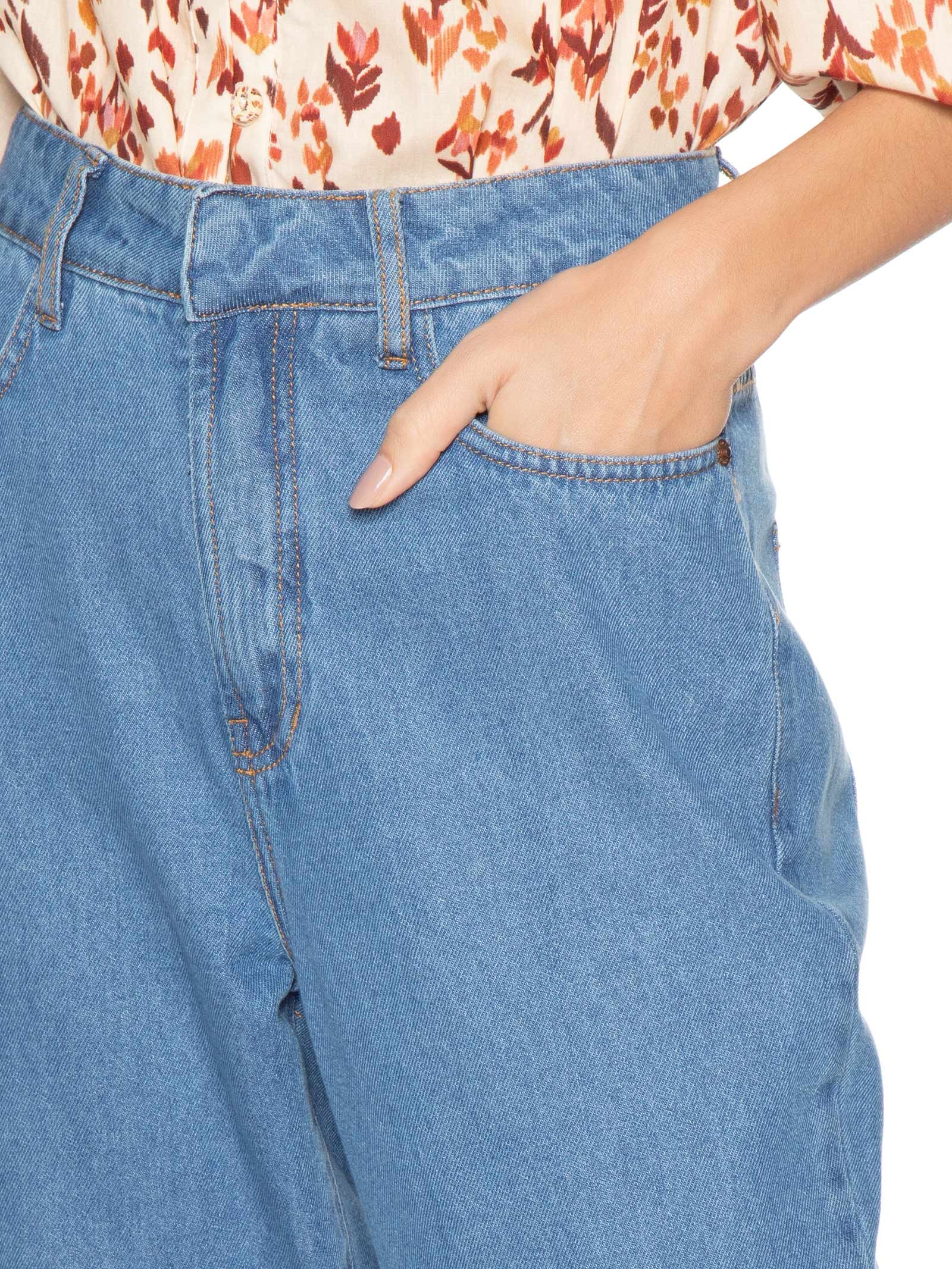 Calça Feminina Jeans Reta Oceano Azul Dress To