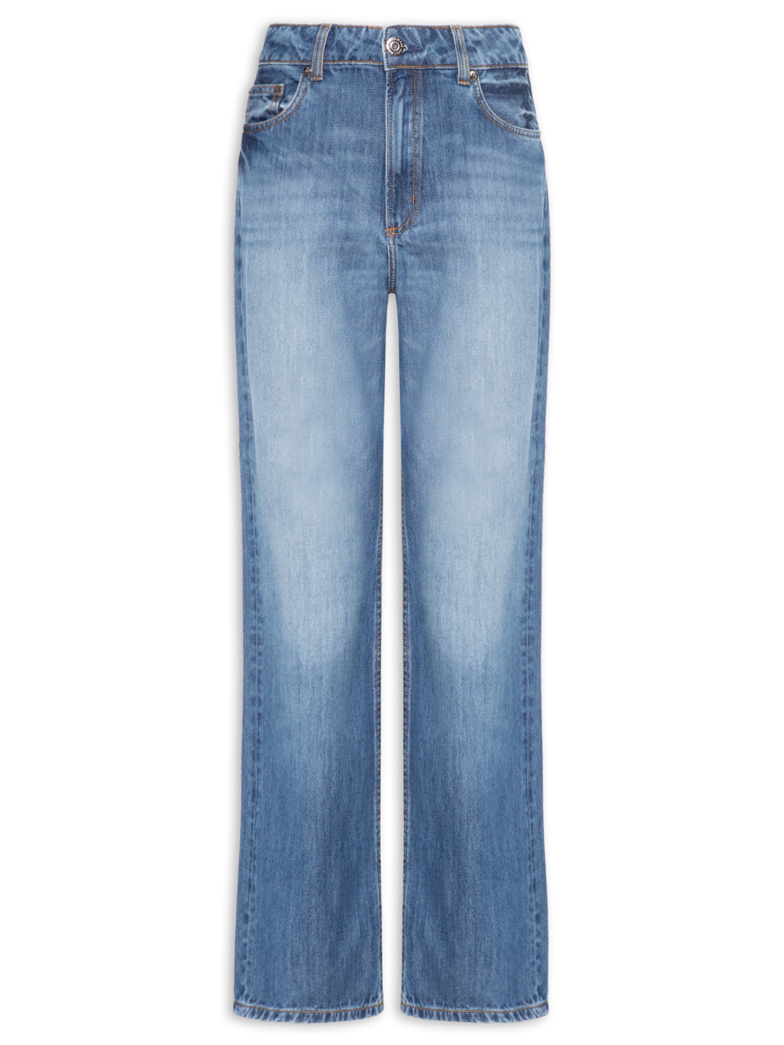 Calça Feminina Jeans Reta Pala Diferenciada Azul Animale Jeans