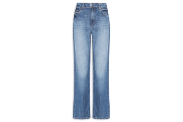 Calça Feminina Jeans Reta Pala Diferenciada - Azul