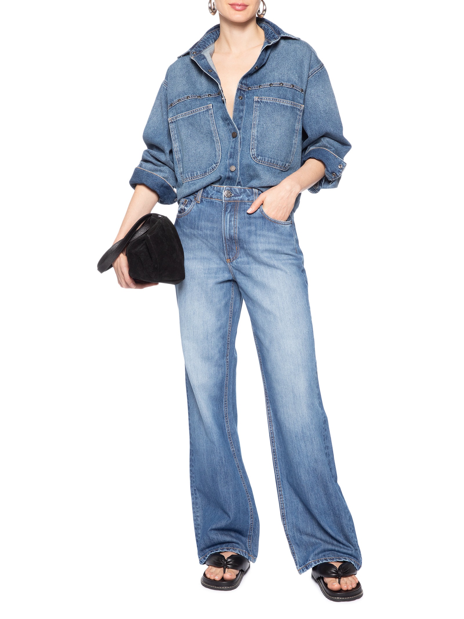 Calça Feminina Jeans Reta Pala Diferenciada Azul Animale Jeans