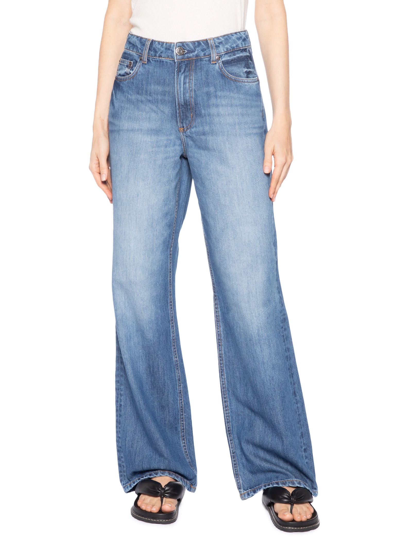 Calça Feminina Jeans Reta Pala Diferenciada Azul Animale Jeans