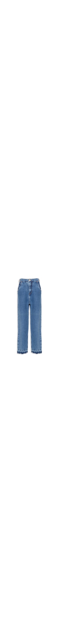 Calça Feminina Jeans Reta Prega No Cós - Azul