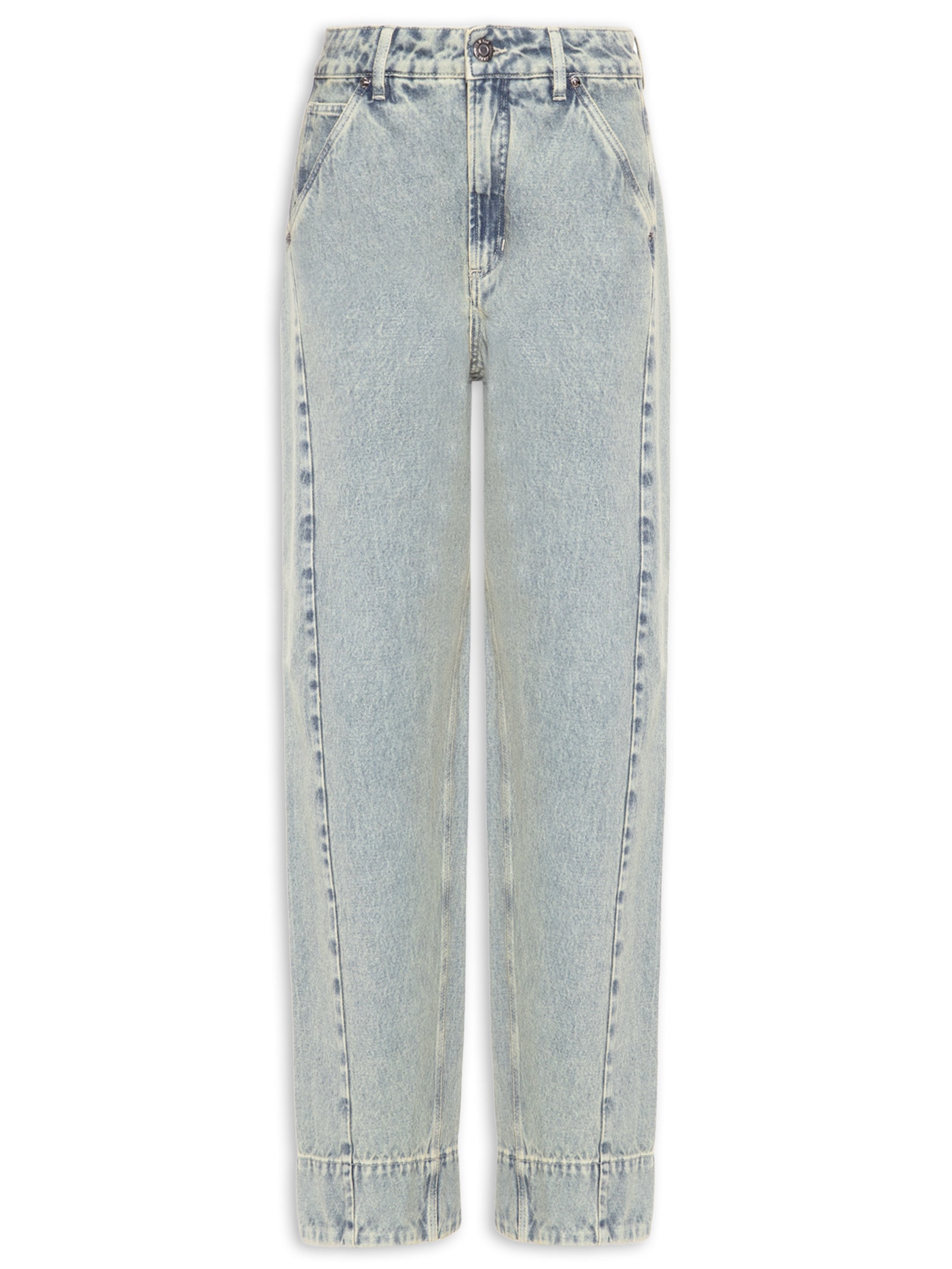 Calça Feminina Jeans Reta Relaxed Barra Bold Azul Animale Jeans