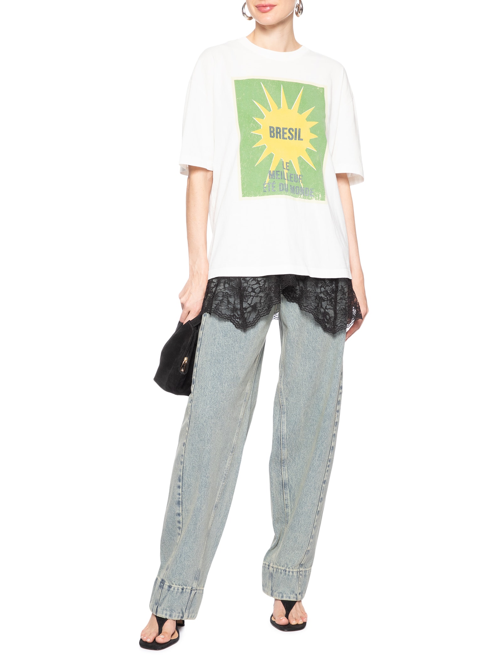 Calça Feminina Jeans Reta Relaxed Barra Bold Azul Animale Jeans