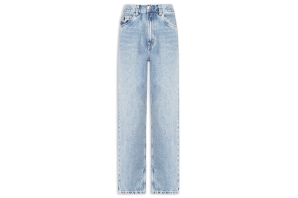 Calça Feminina Jeans Reta Rock Pespontos - Azul