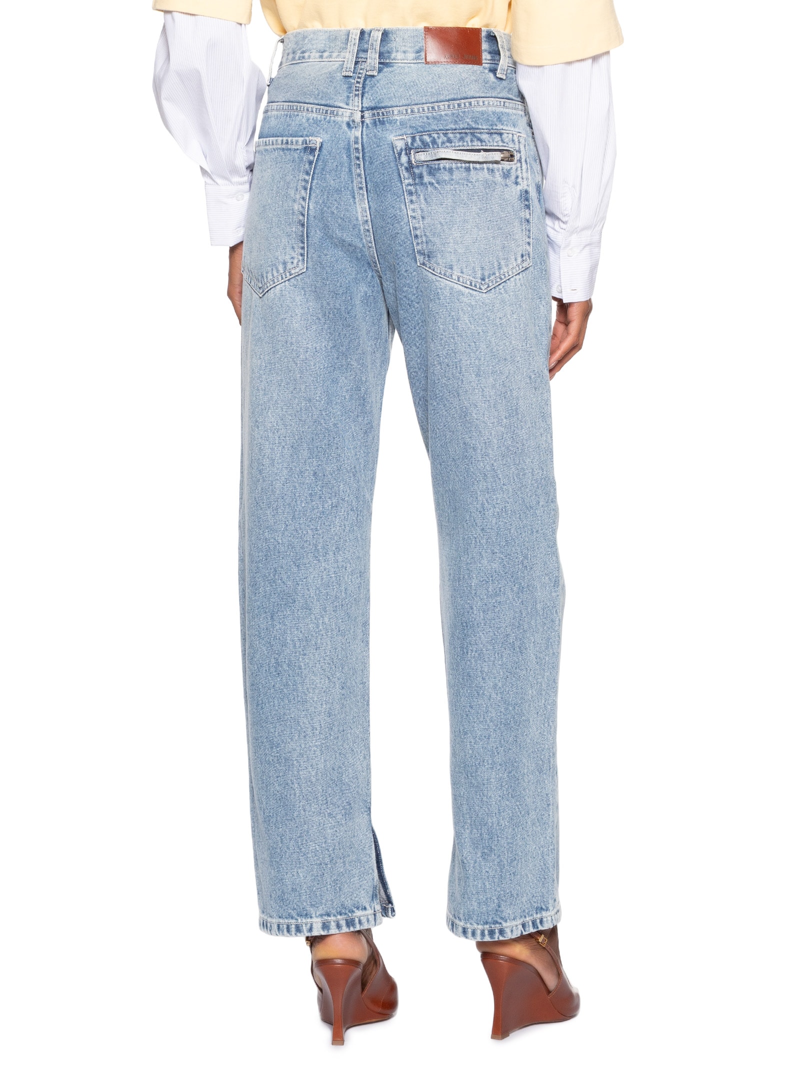 Calça Feminina Jeans Reta Rock Pespontos Azul Animale Jeans