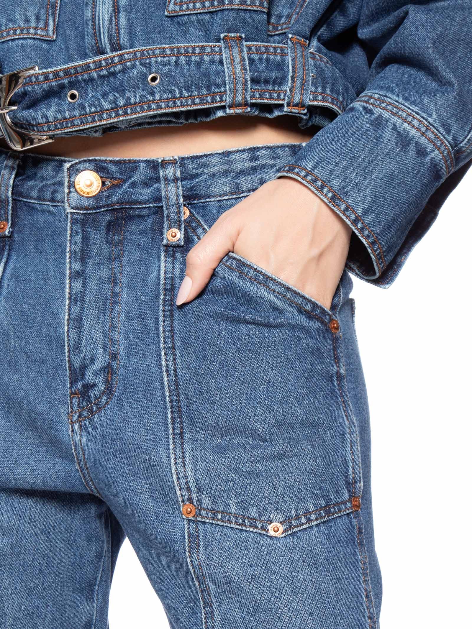 Calça Feminina Jeans Reta Rock Rebites Azul Animale Jeans