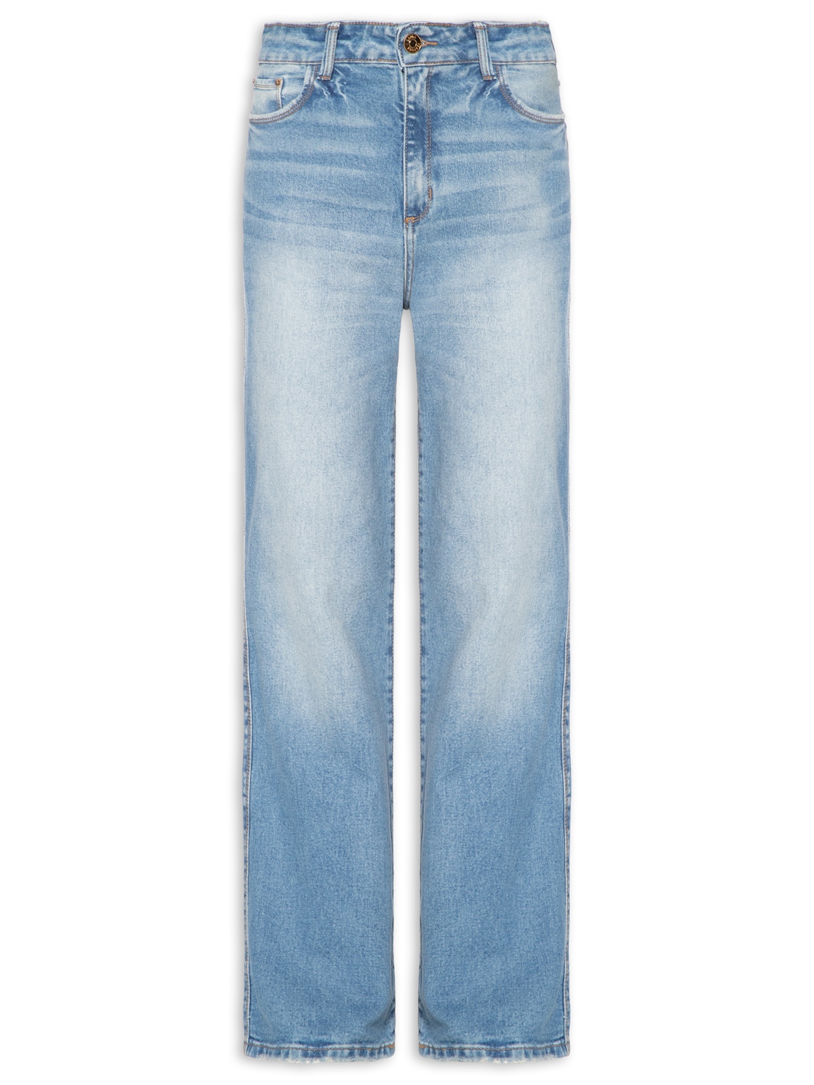 Calça Feminina Jeans Reta Super High Azul Lança Perfume