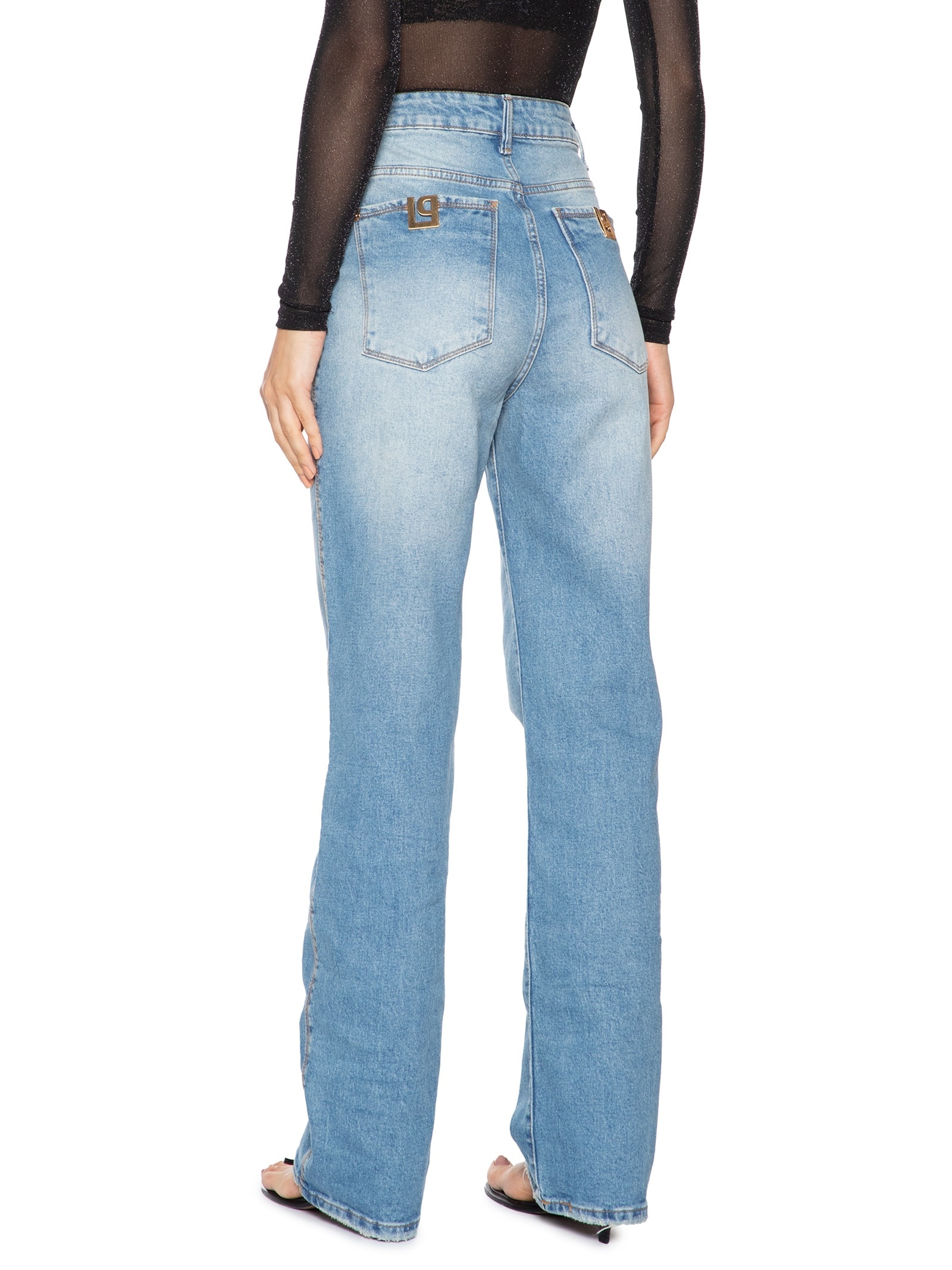 Calça Feminina Jeans Reta Super High Azul Lança Perfume