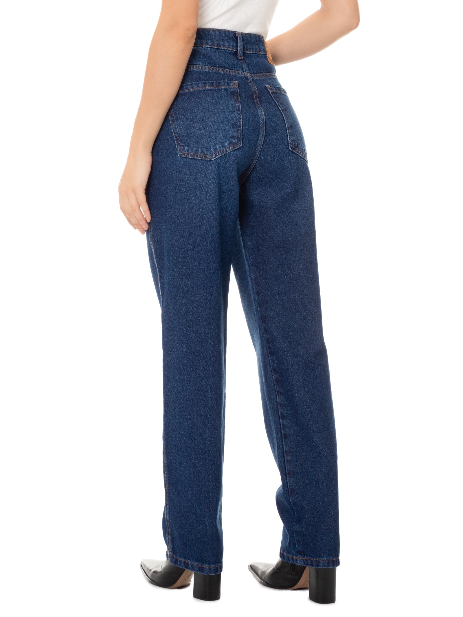 Calça Feminina Jeans Reta Super High Azul Lança Perfume