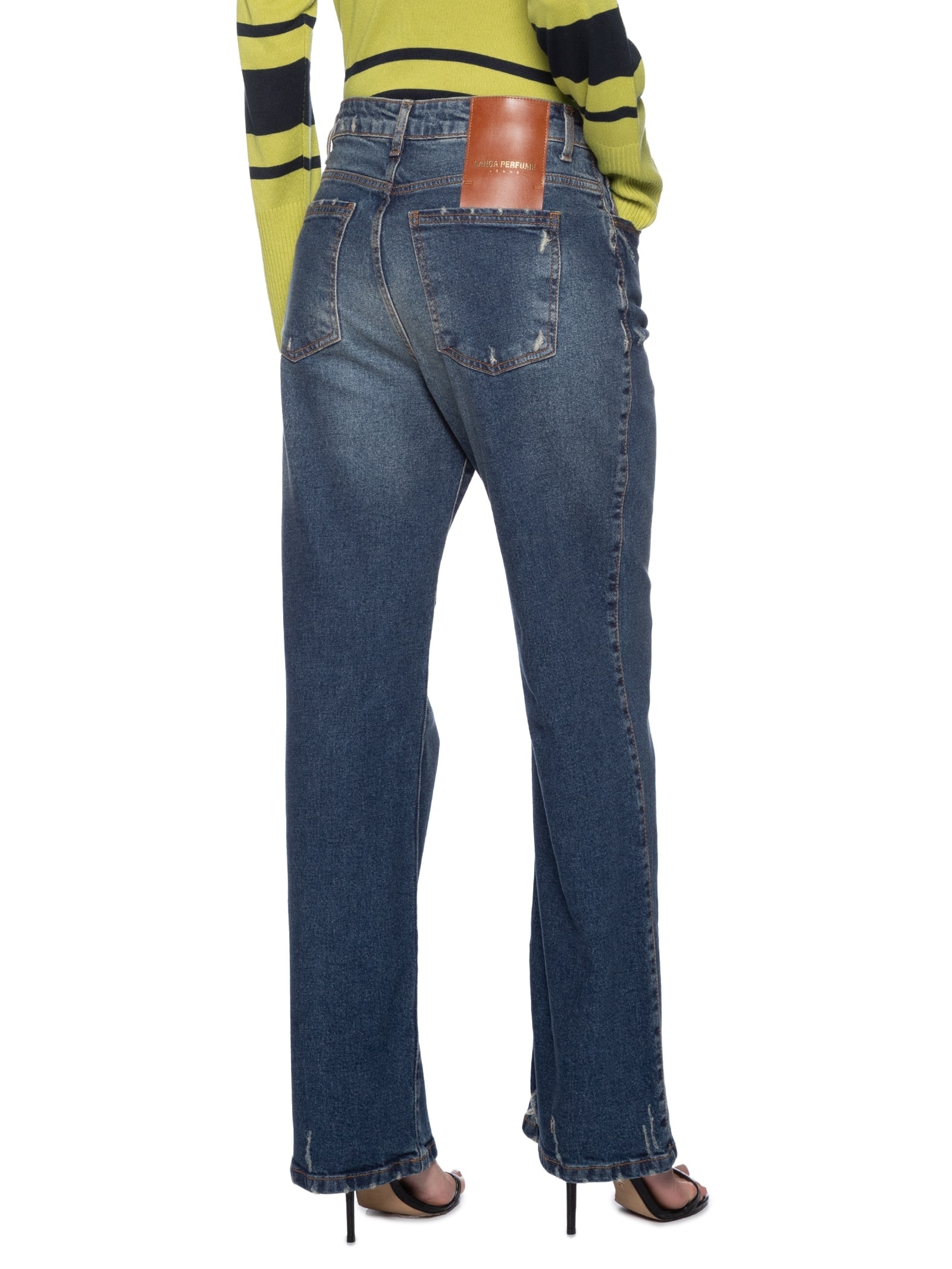 Calça Feminina Jeans Reta Super High Azul Lança Perfume