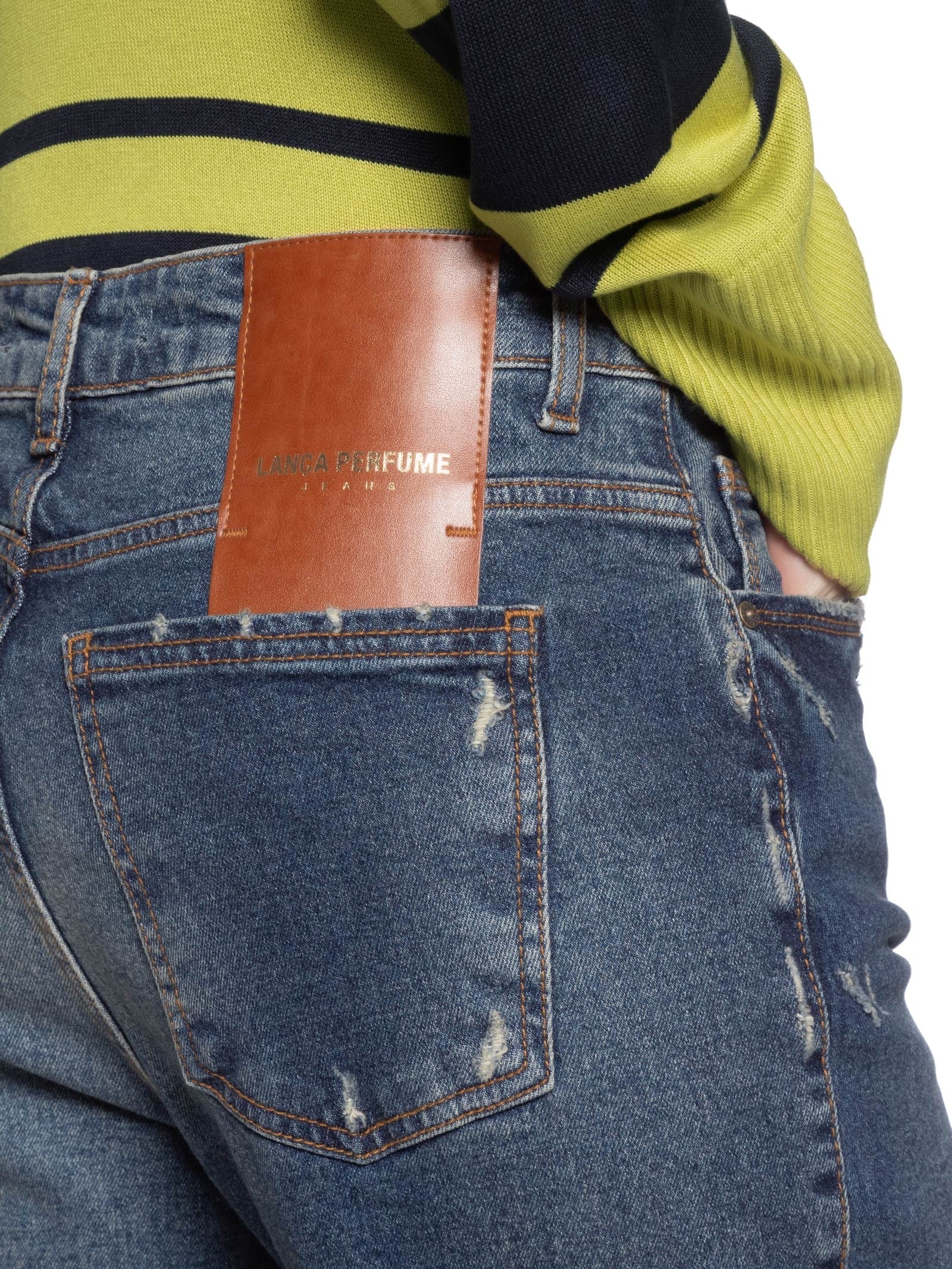 Calça Feminina Jeans Reta Super High Azul Lança Perfume