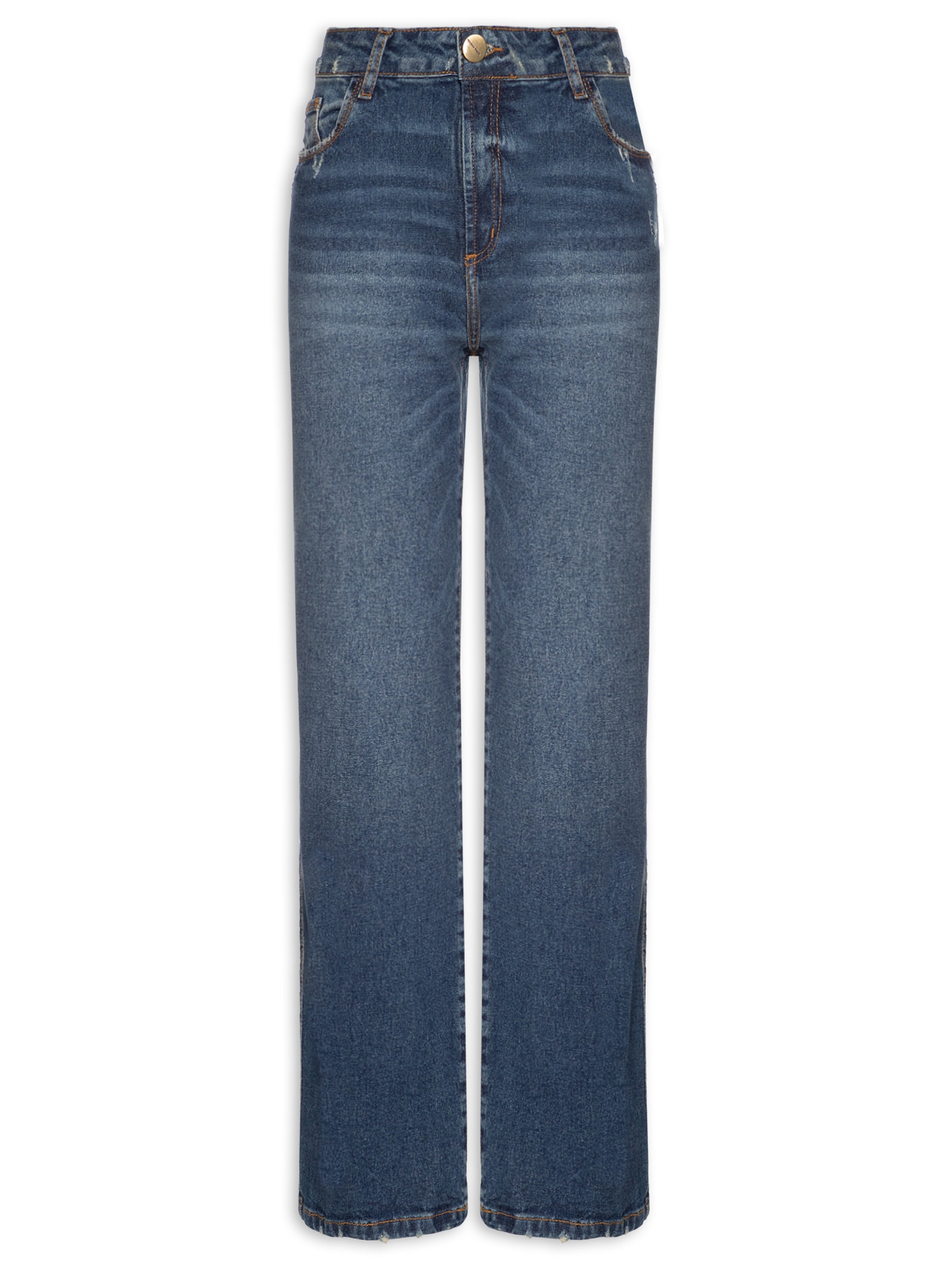 Calça Feminina Jeans Reta Super High Azul Lança Perfume