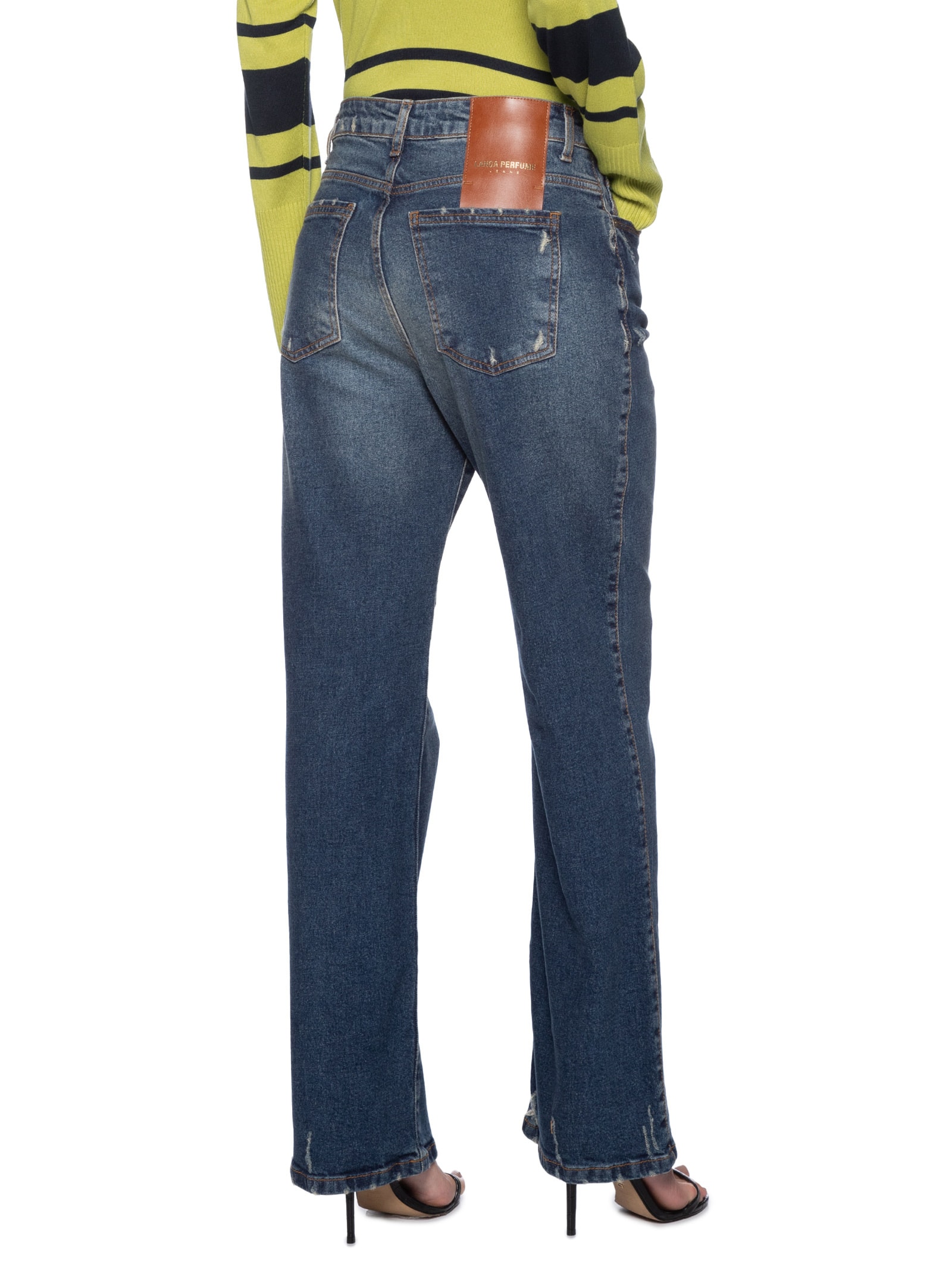 Calça Feminina Jeans Reta Super High Azul Lança Perfume