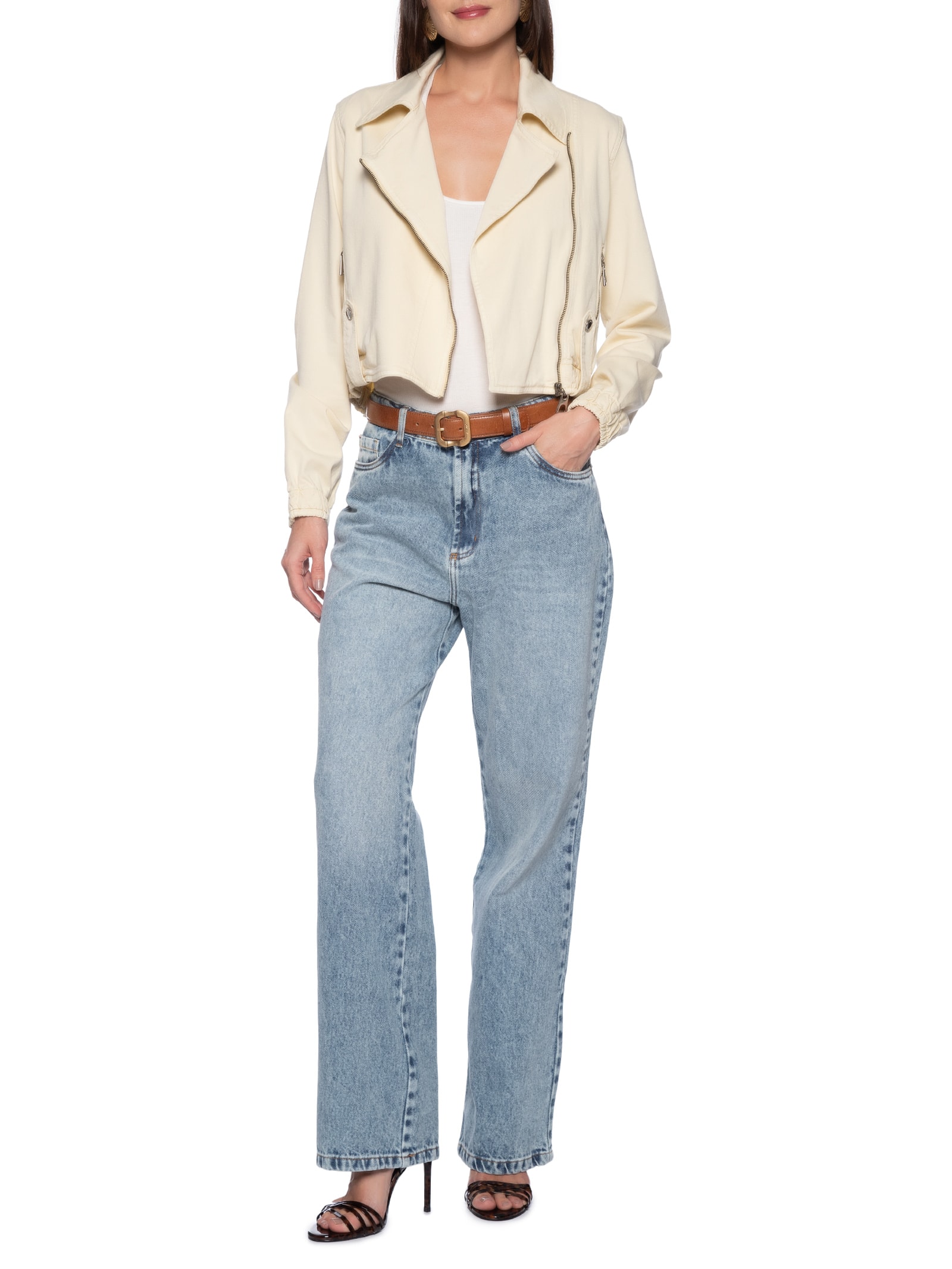 Calça Feminina Jeans Reta Super High Azul Lança Perfume