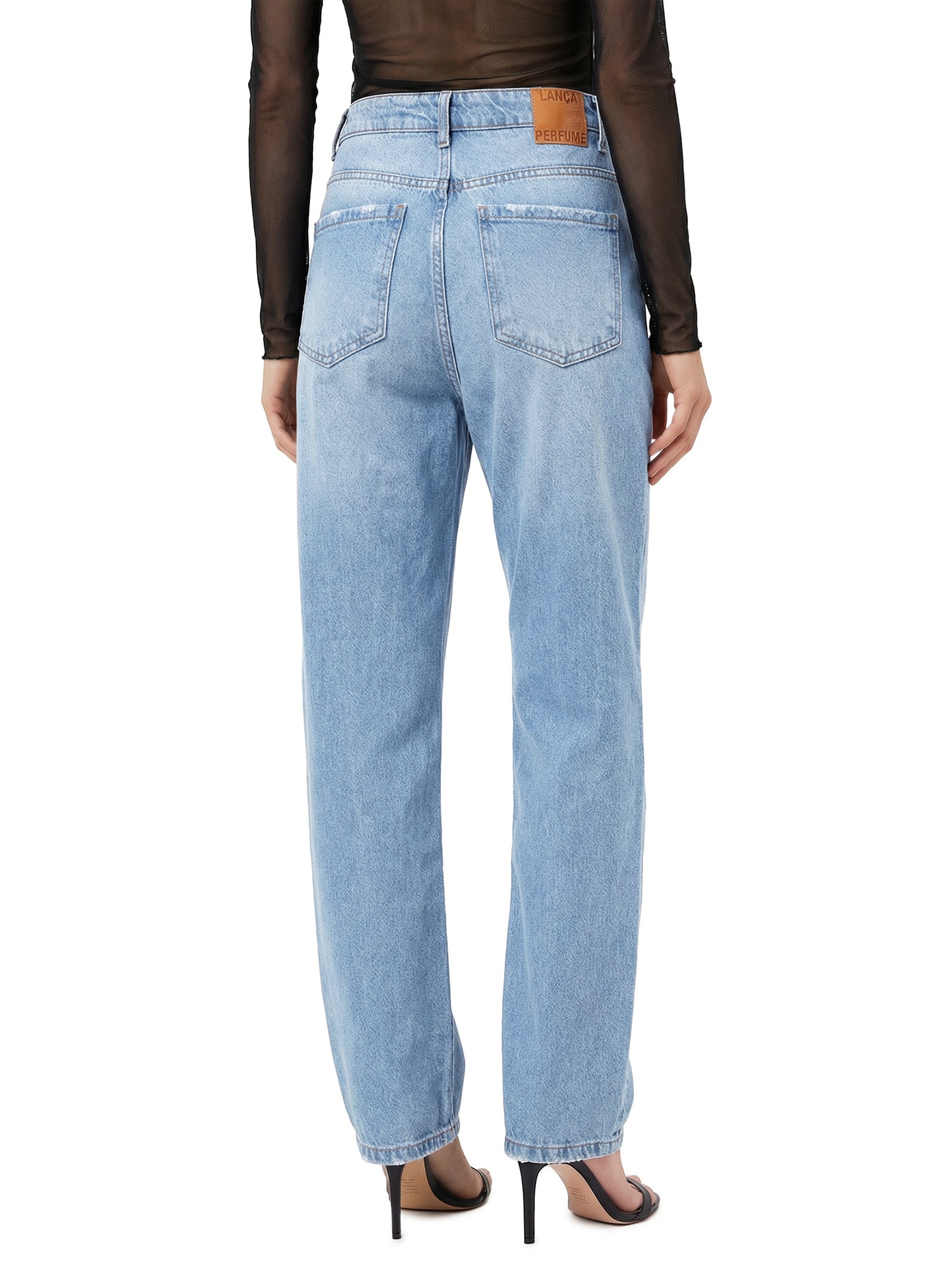 Calça Feminina Jeans Reta Super High Azul Lança Perfume