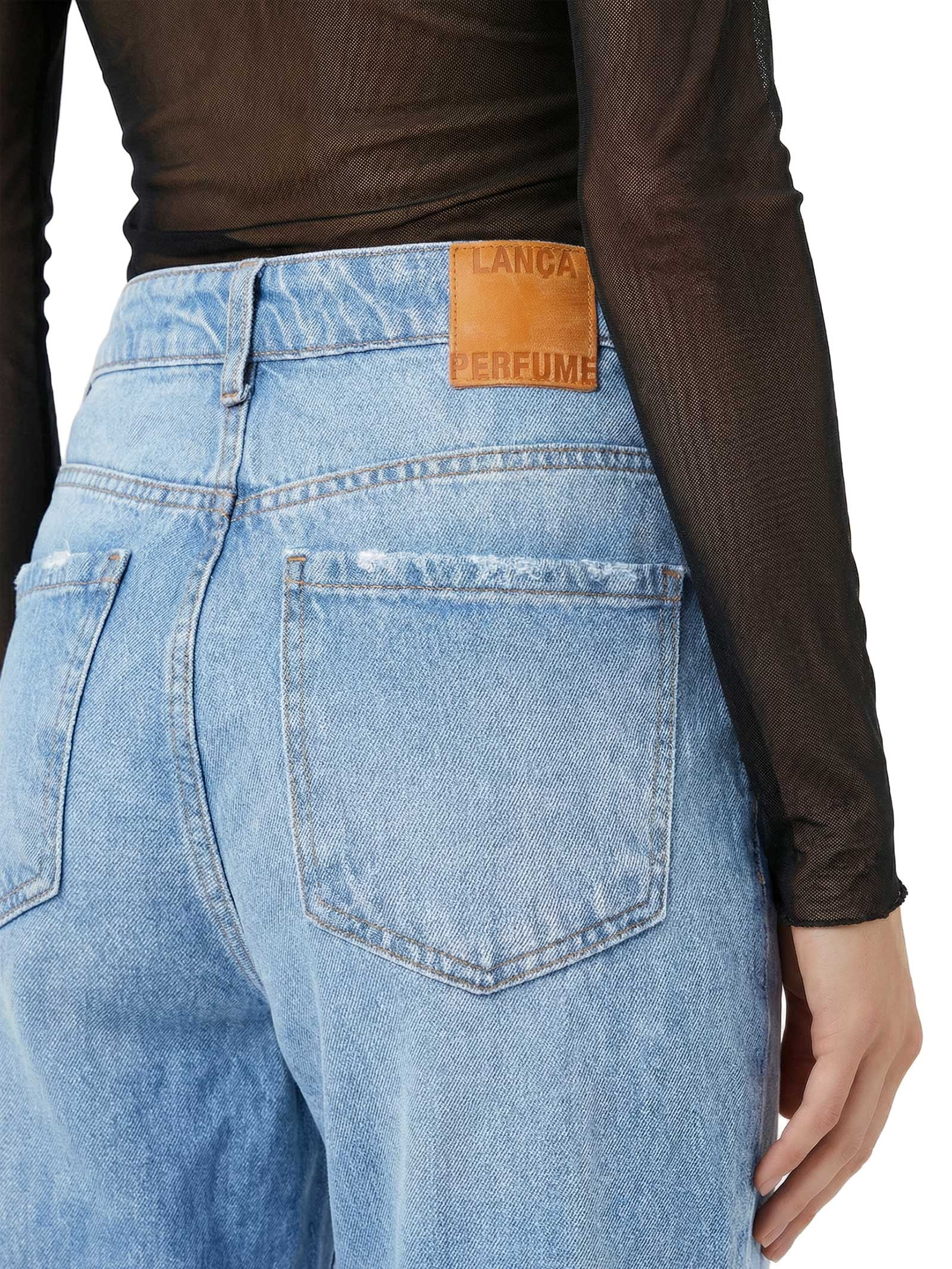 Calça Feminina Jeans Reta Super High Azul Lança Perfume