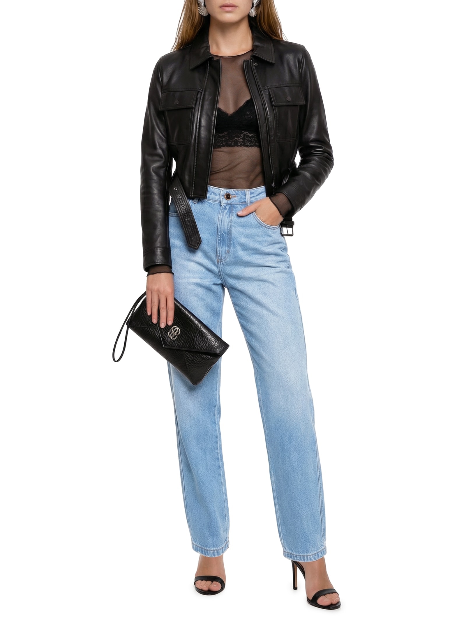 Calça Feminina Jeans Reta Super High Azul Lança Perfume