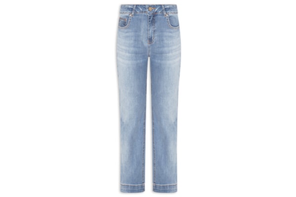 Calça Feminina Jeans Reta Used - Azul