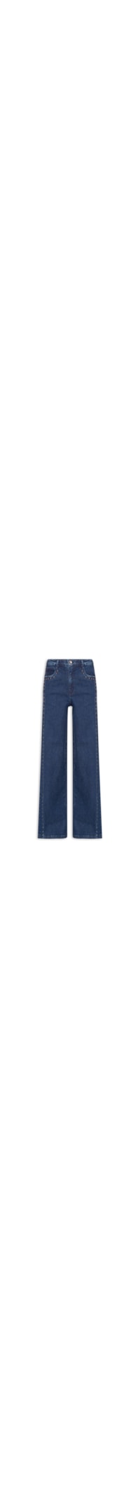 Calça Feminina Jeans Silvia Com Bordado Manual - Azul