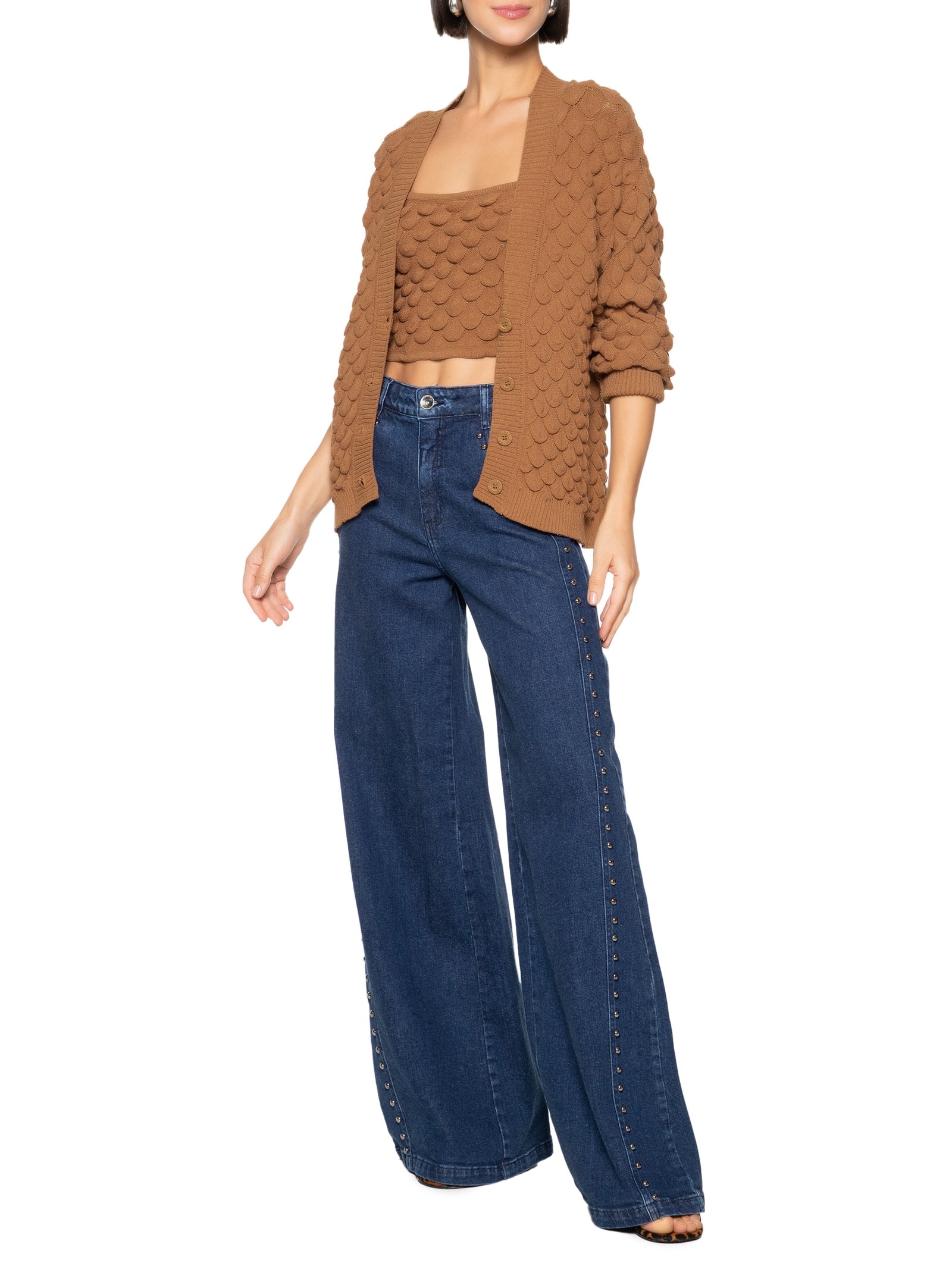 Calça Feminina Jeans Silvia Com Bordado Manual Azul Colcci