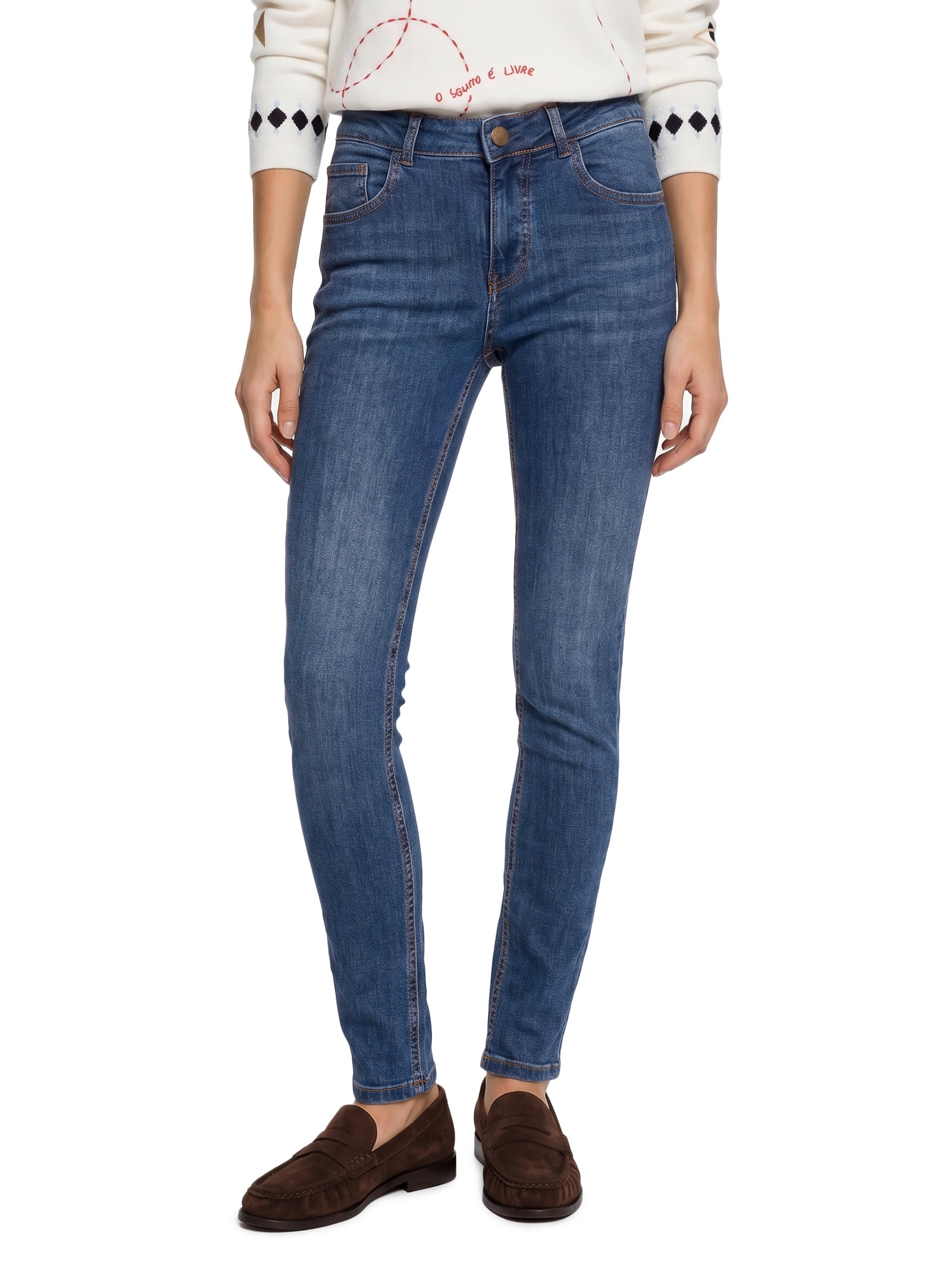 Calça Feminina Jeans Skinny 1967 Azul Cantão