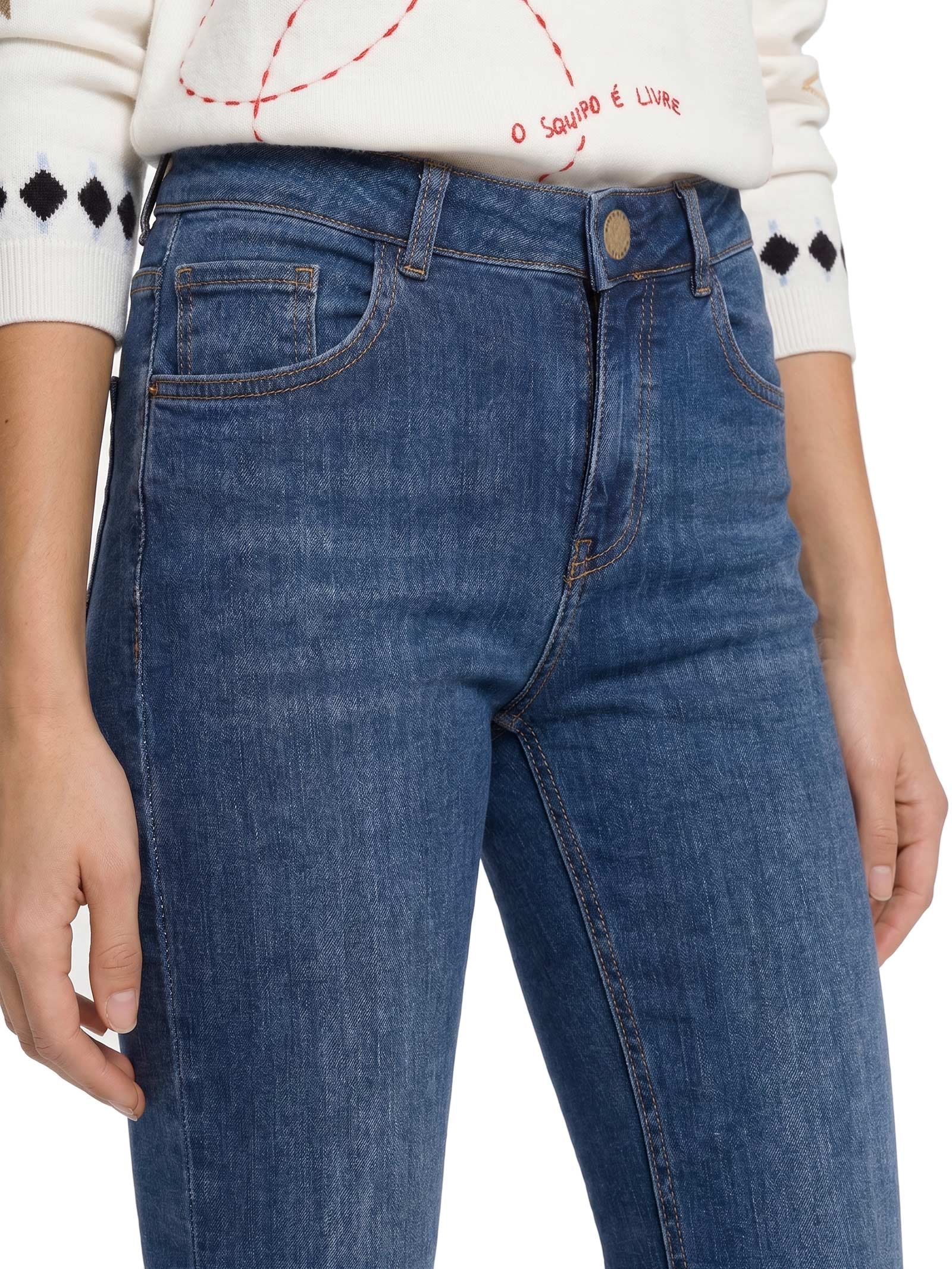 Calça Feminina Jeans Skinny 1967 Azul Cantão