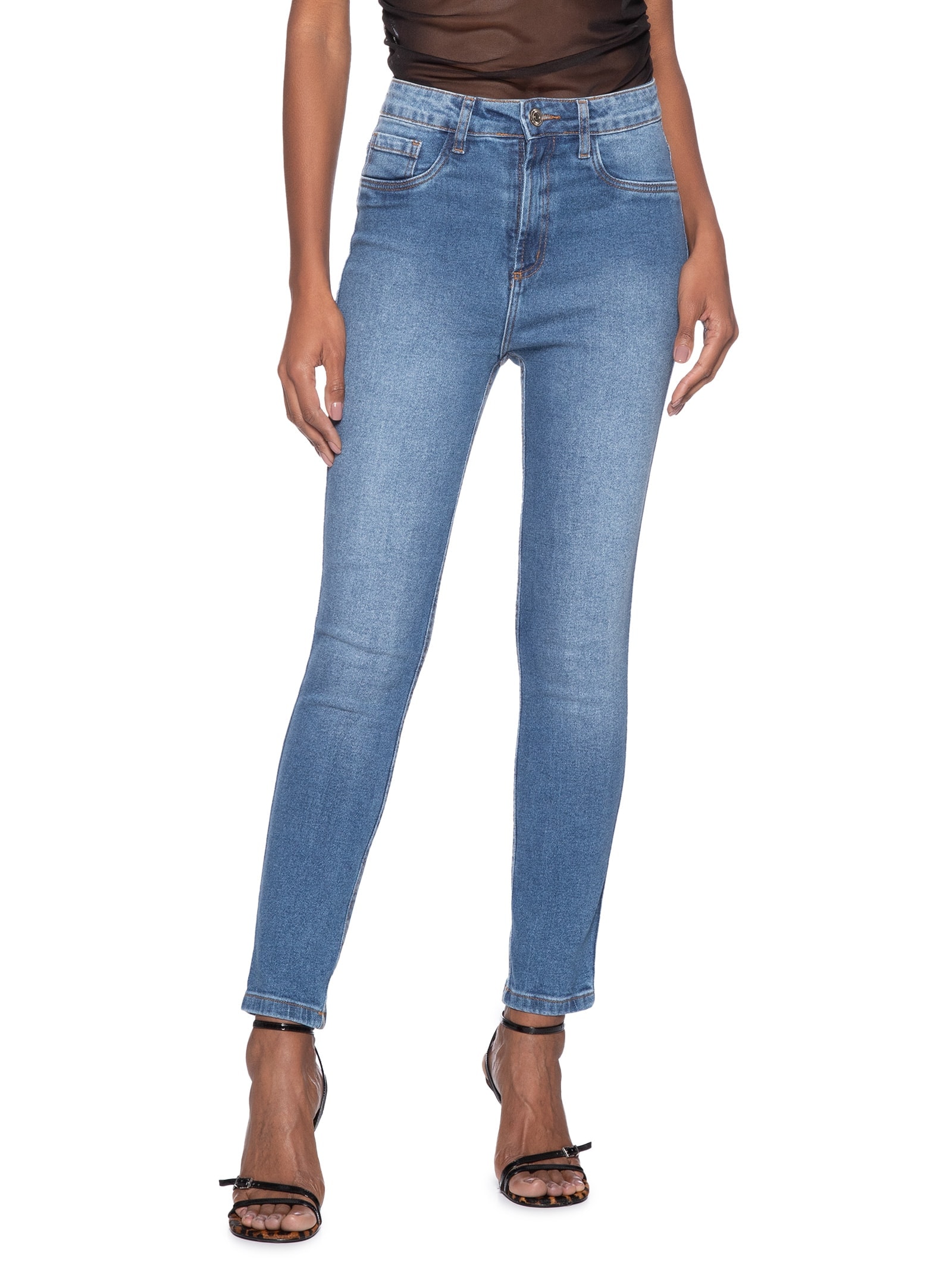 ?Calça Feminina Jeans Skinny Ankle Super High Azul My Favorite