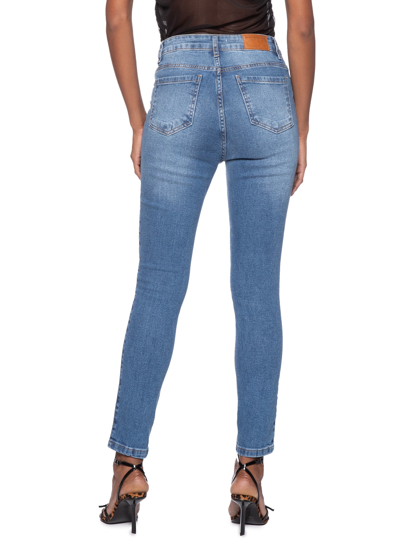 ?Calça Feminina Jeans Skinny Ankle Super High Azul My Favorite