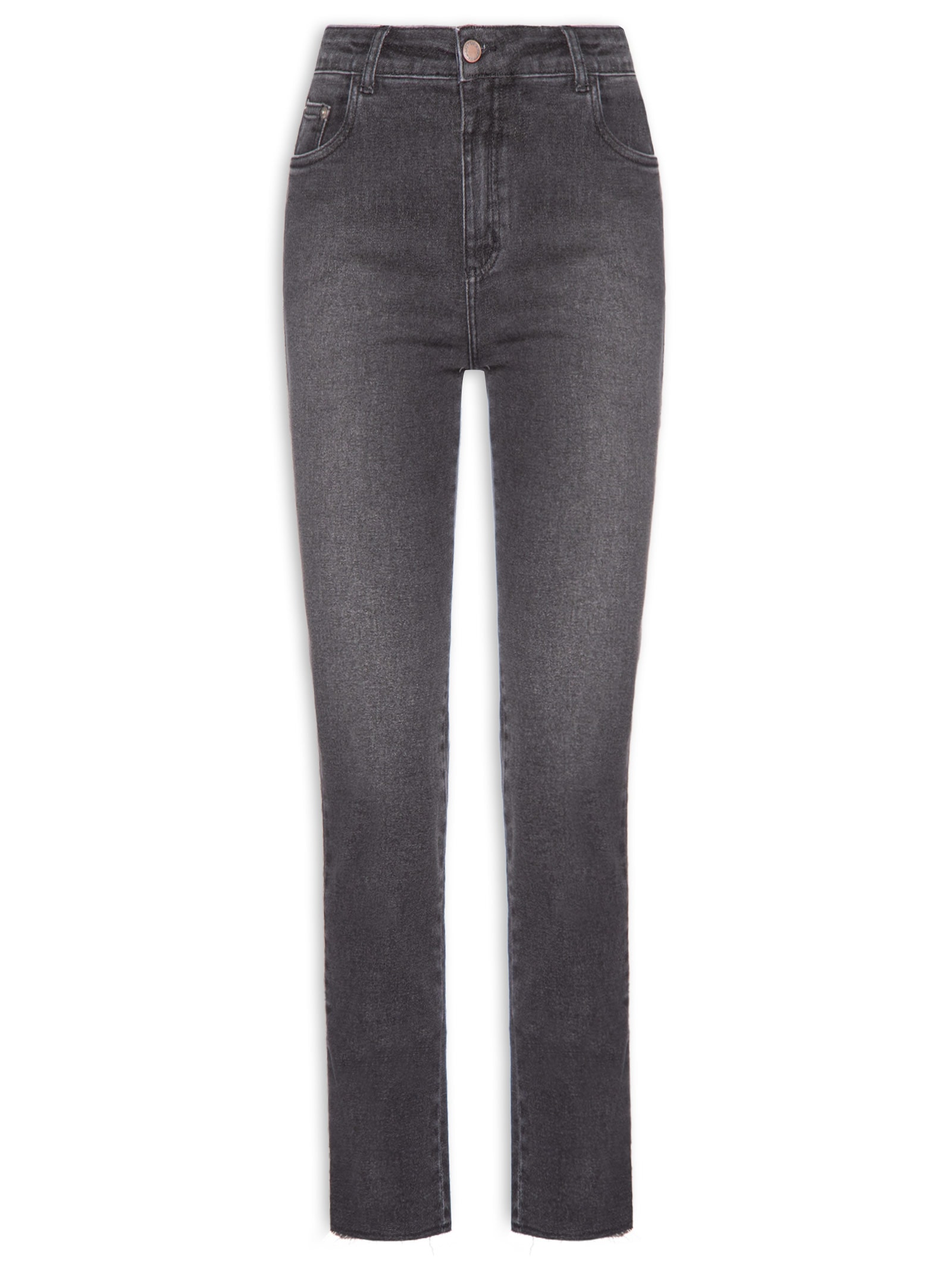 Calça Feminina Jeans Skinny Barra A Fio Preto Maria Filó