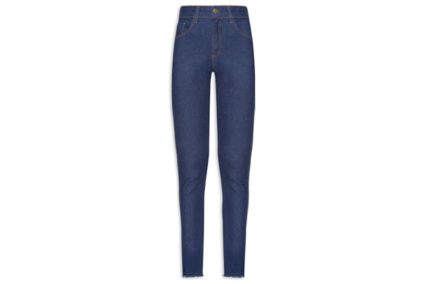 Calça Feminina Jeans Skinny Barra Desfiada - Azul